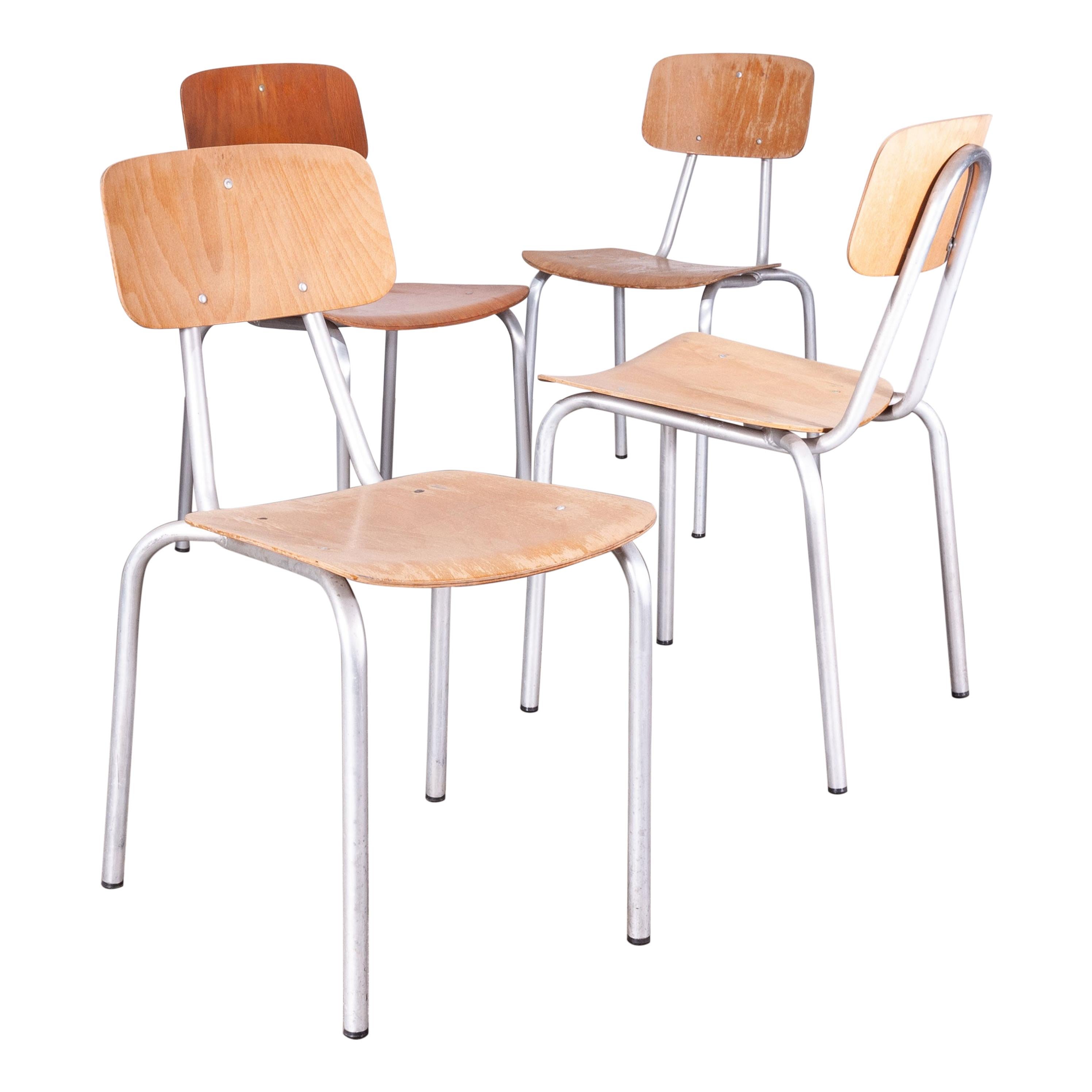 1970s Dining Chairs with Rare Aluminum Frames, Set of Four For Sale