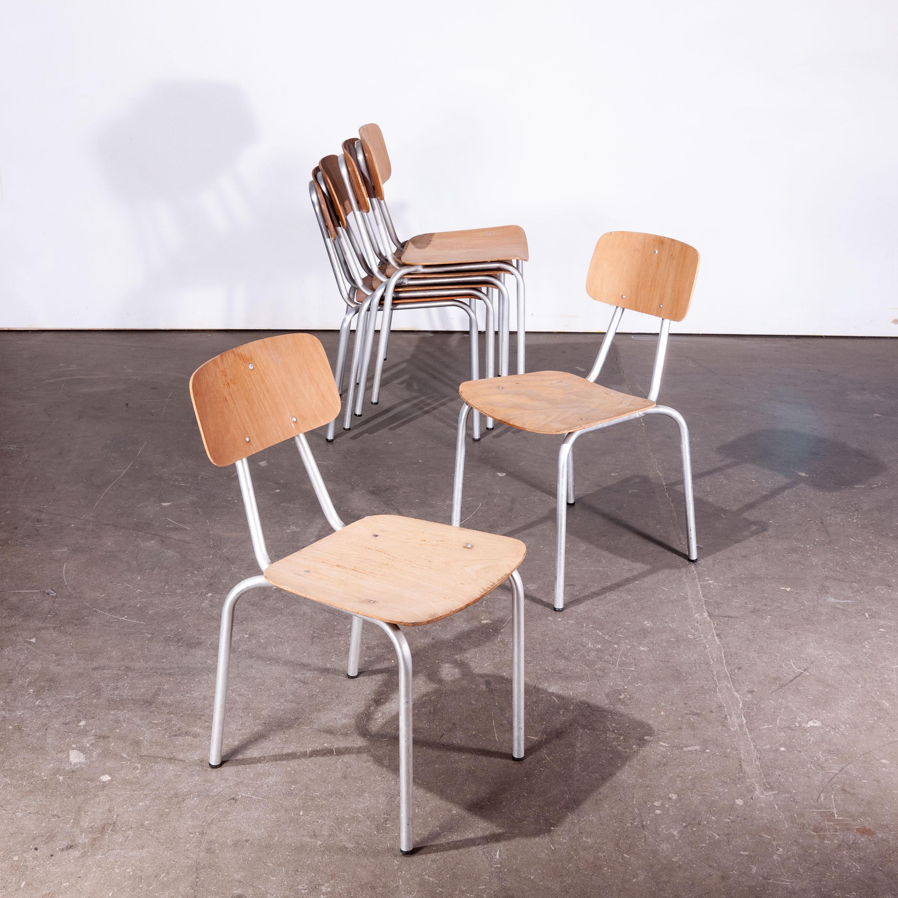 Late 20th Century 1970s Dining Chairs with Rare Aluminium Frames - Set Of Six For Sale