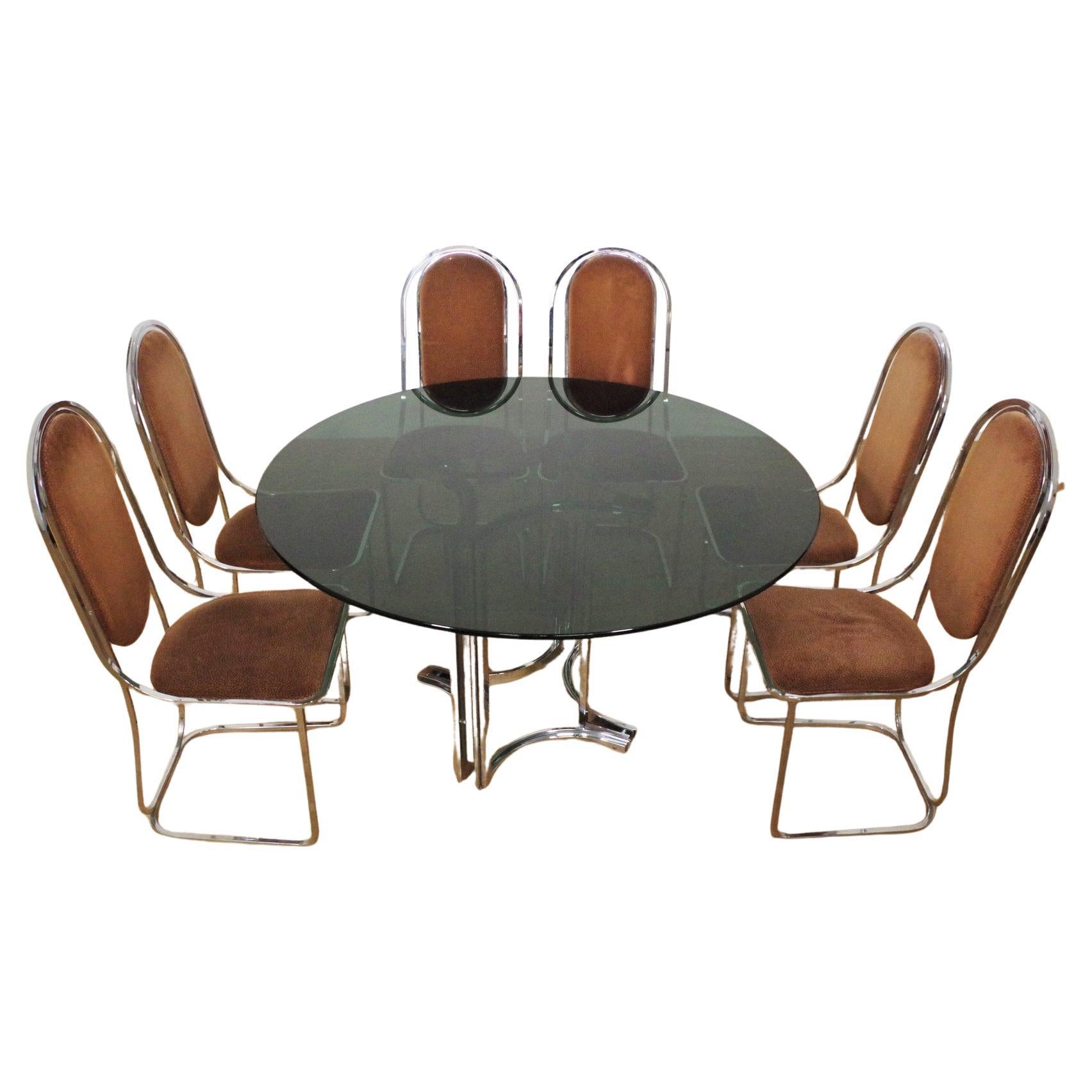 ensemble de salle à manger des années 1970 par Alessandro Alpizzi - Ensemble de 7 en vente