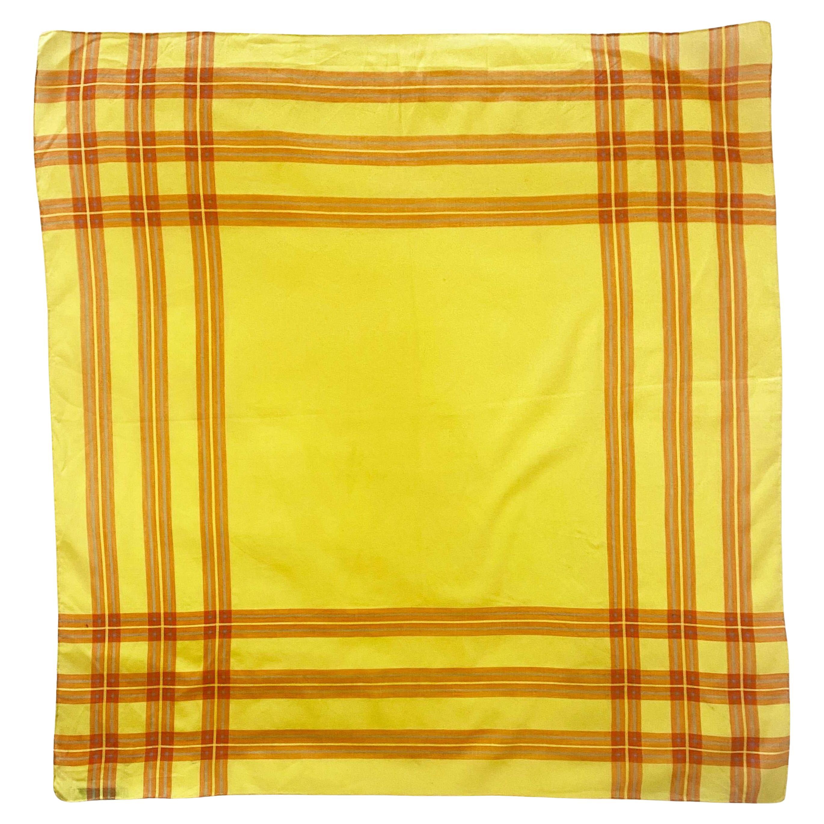 Sciarpa in seta con bordo a quadri giallo-arancio Dior Boutique anni '70 in vendita