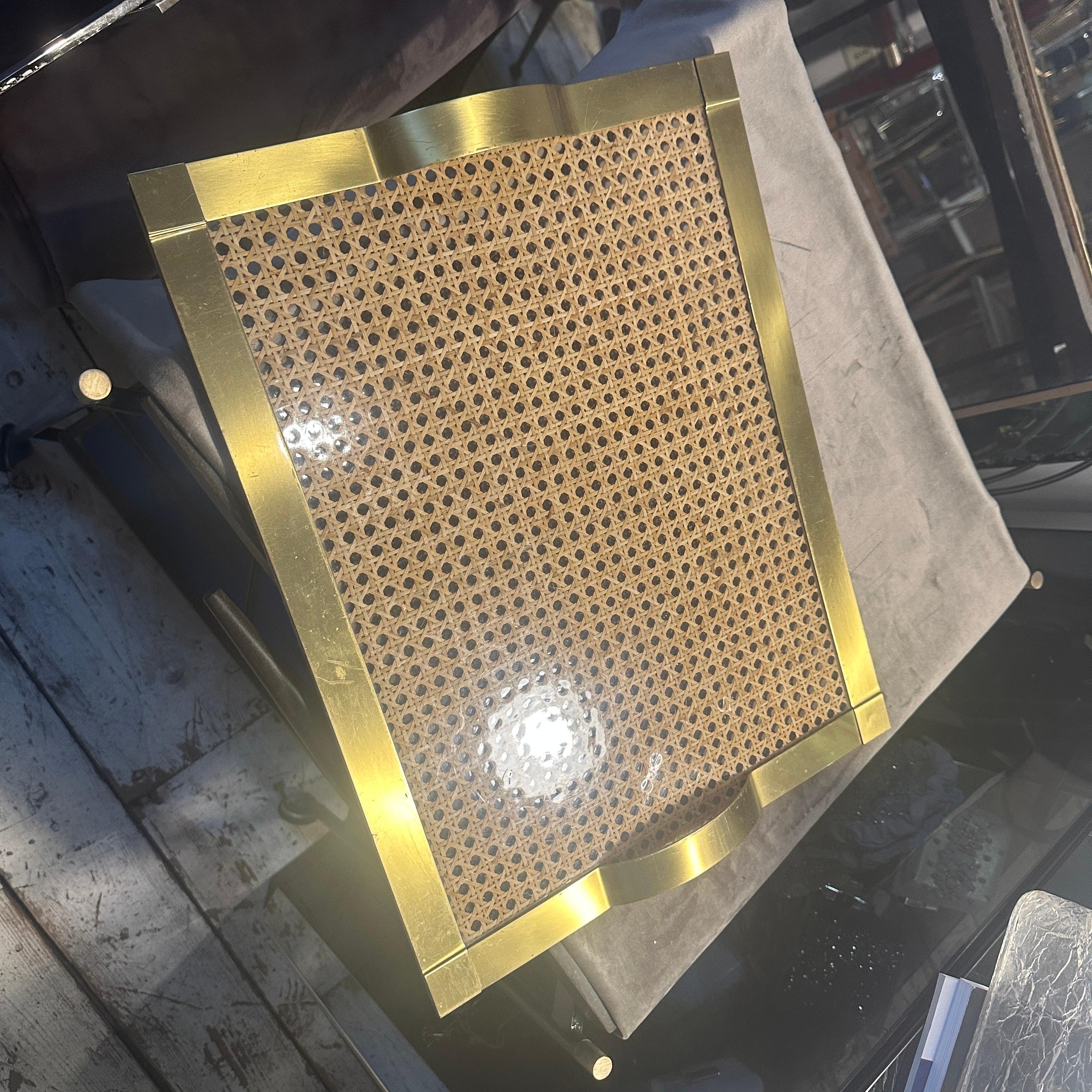 1970er Dior Home Stil Mitte des Jahrhunderts Modern Messing und Wien Stroh Serviertablett im Angebot 5