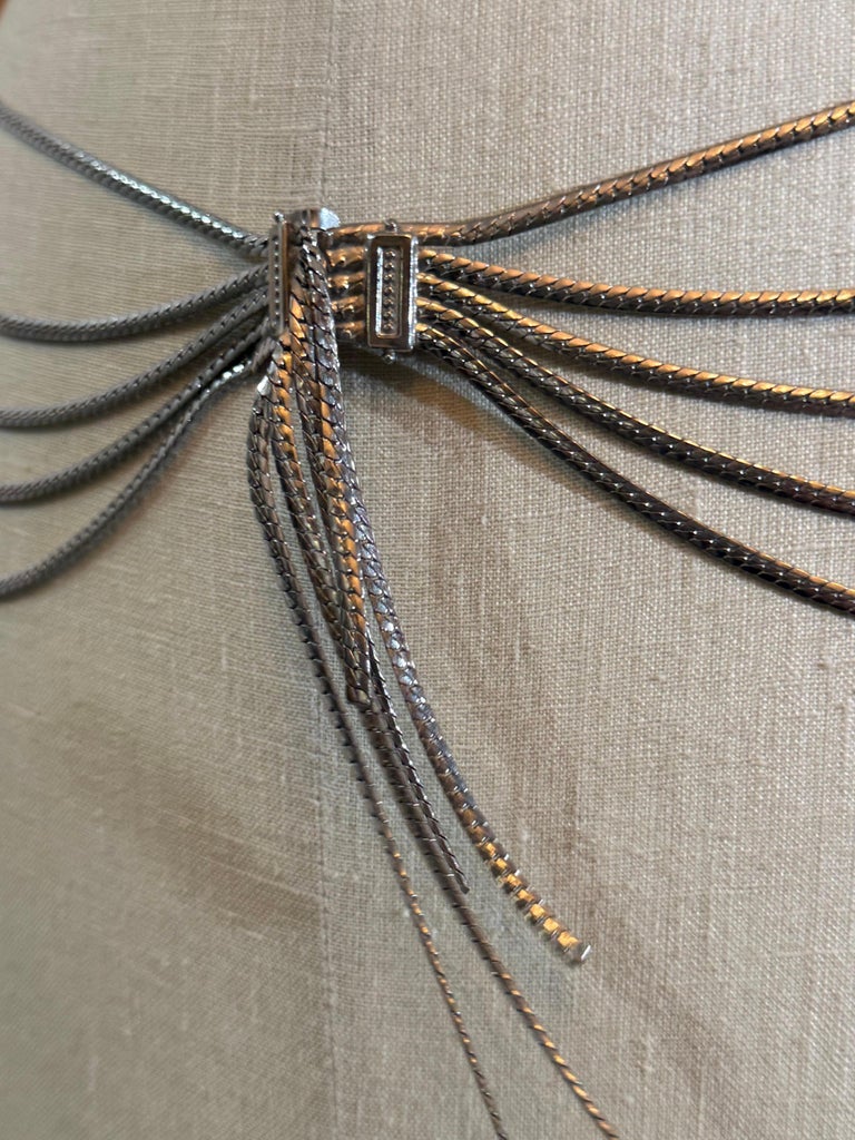 1970s Dior Multi-Strand Serpentine Silver Chain Belt w Center Swag, image 14 of 15