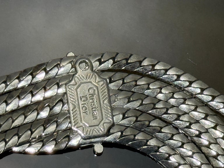 1970s Dior Multi-Strand Serpentine Silver Chain Belt w Center Swag, image 7 of 15