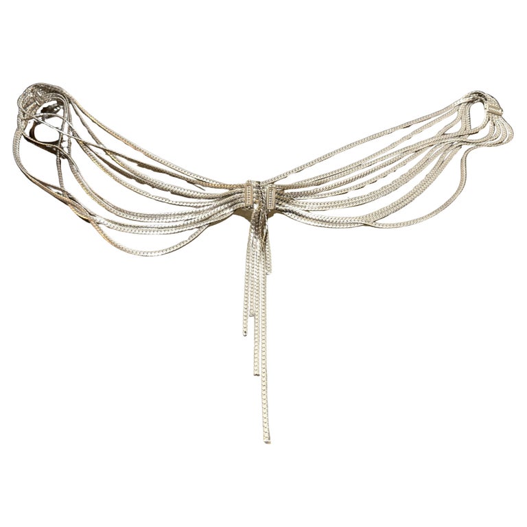 1970s Dior Multi-Strand Serpentine Silver Chain Belt w  display picture 1