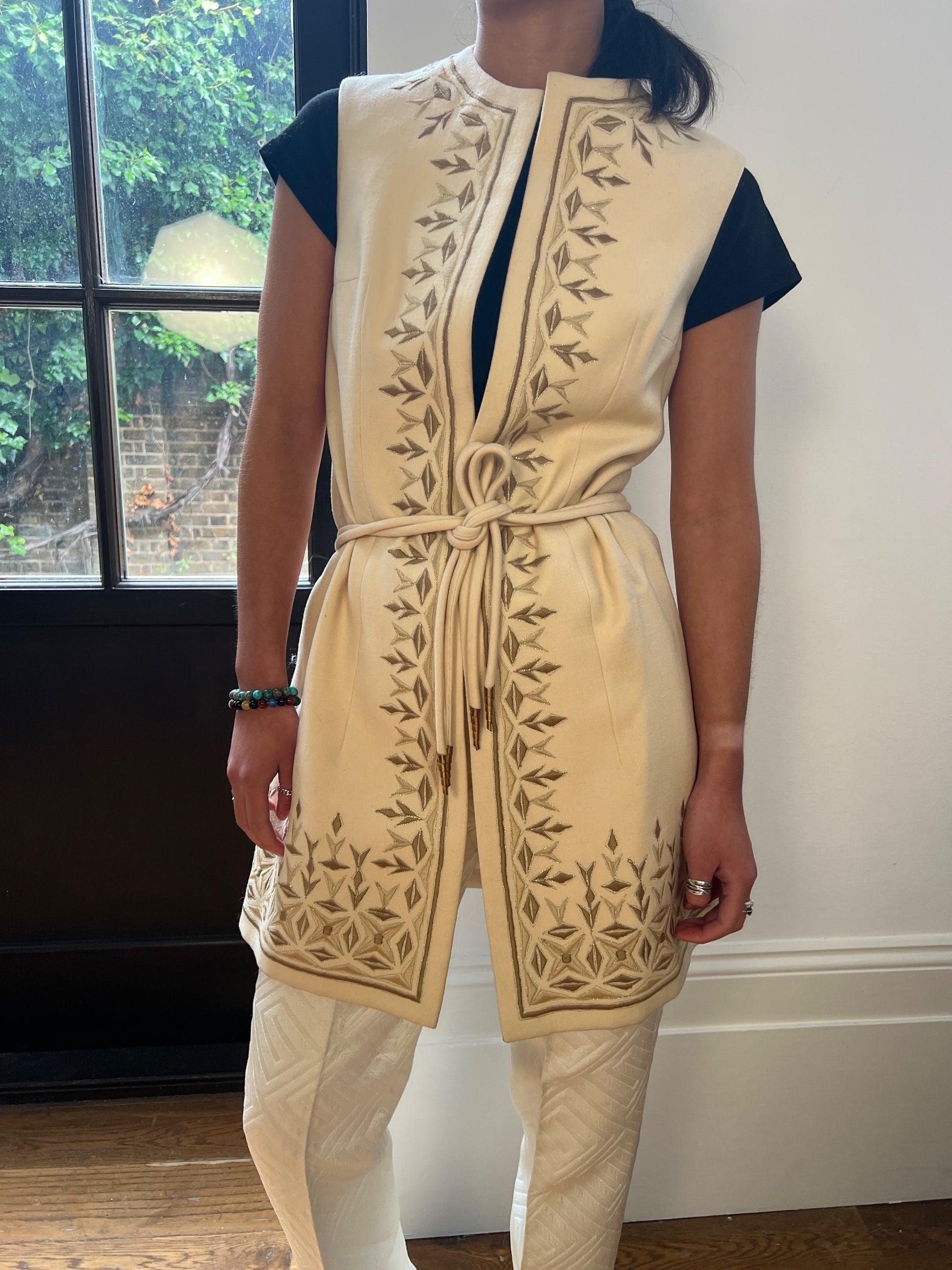 Women's 1970s Diorling by Christian Dior Embroidered Wool Tunic For Sale