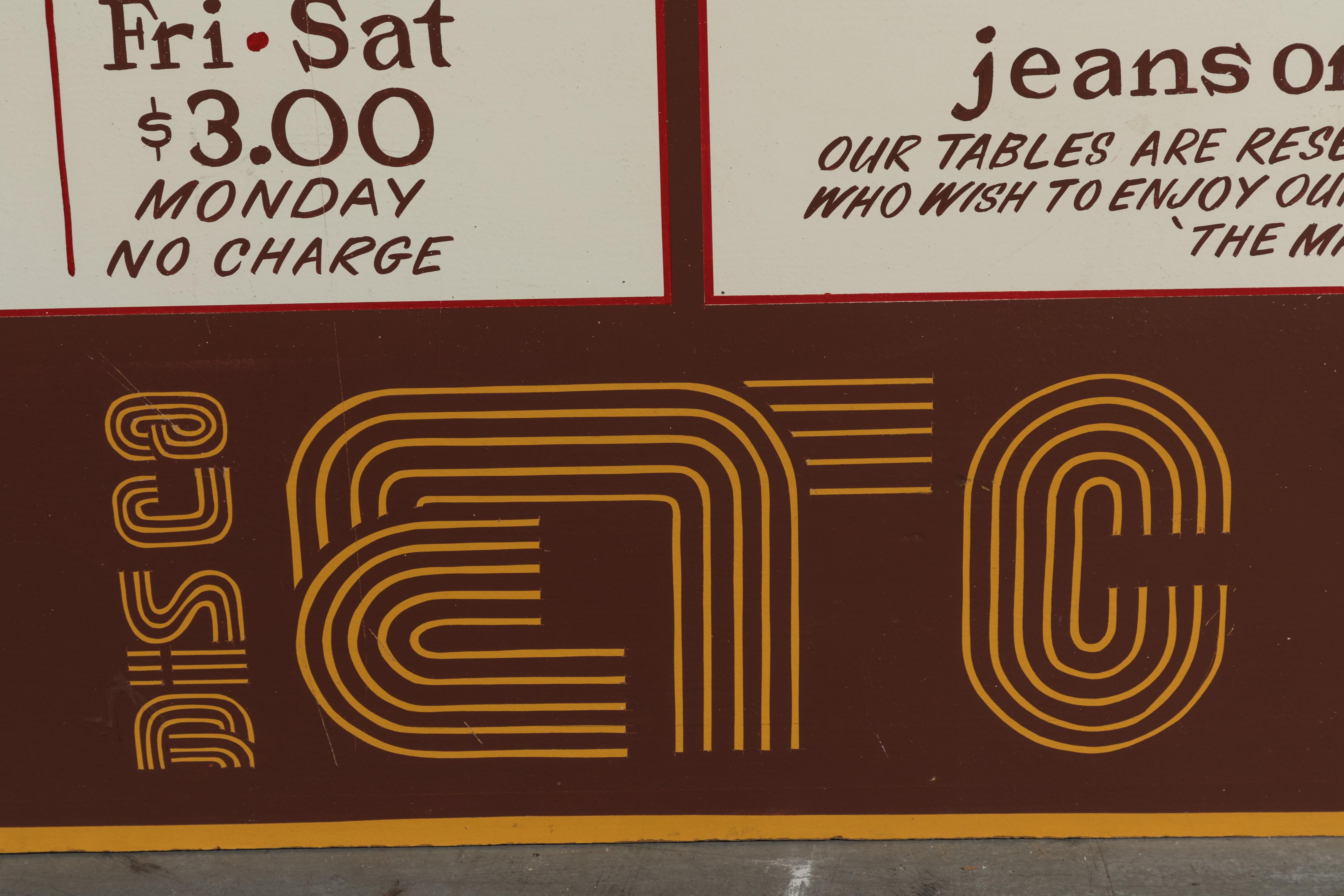 North American 1970's Disco Dance Club Trade Sign