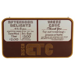 1970's Disco Dance Club Trade Sign