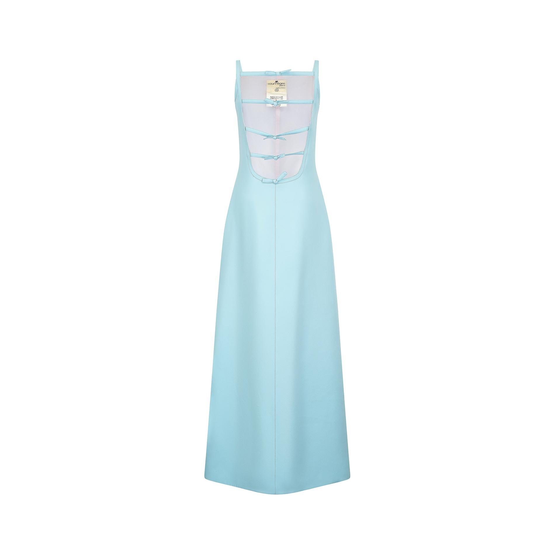 1971 Documented Courreges Turquoise Maxi Dress In Excellent Condition For Sale In London, GB