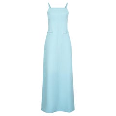 1970s Documented Courreges Turquoise Maxi Dress