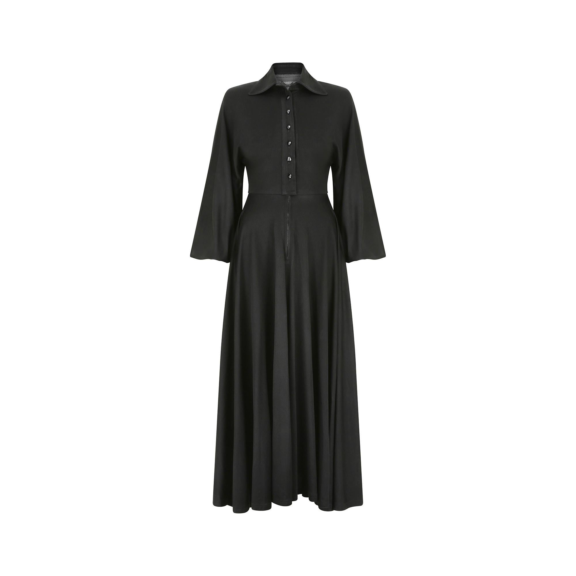 1970s Documented Jean Varon Black Spider Cobweb Dress In Excellent Condition For Sale In London, GB