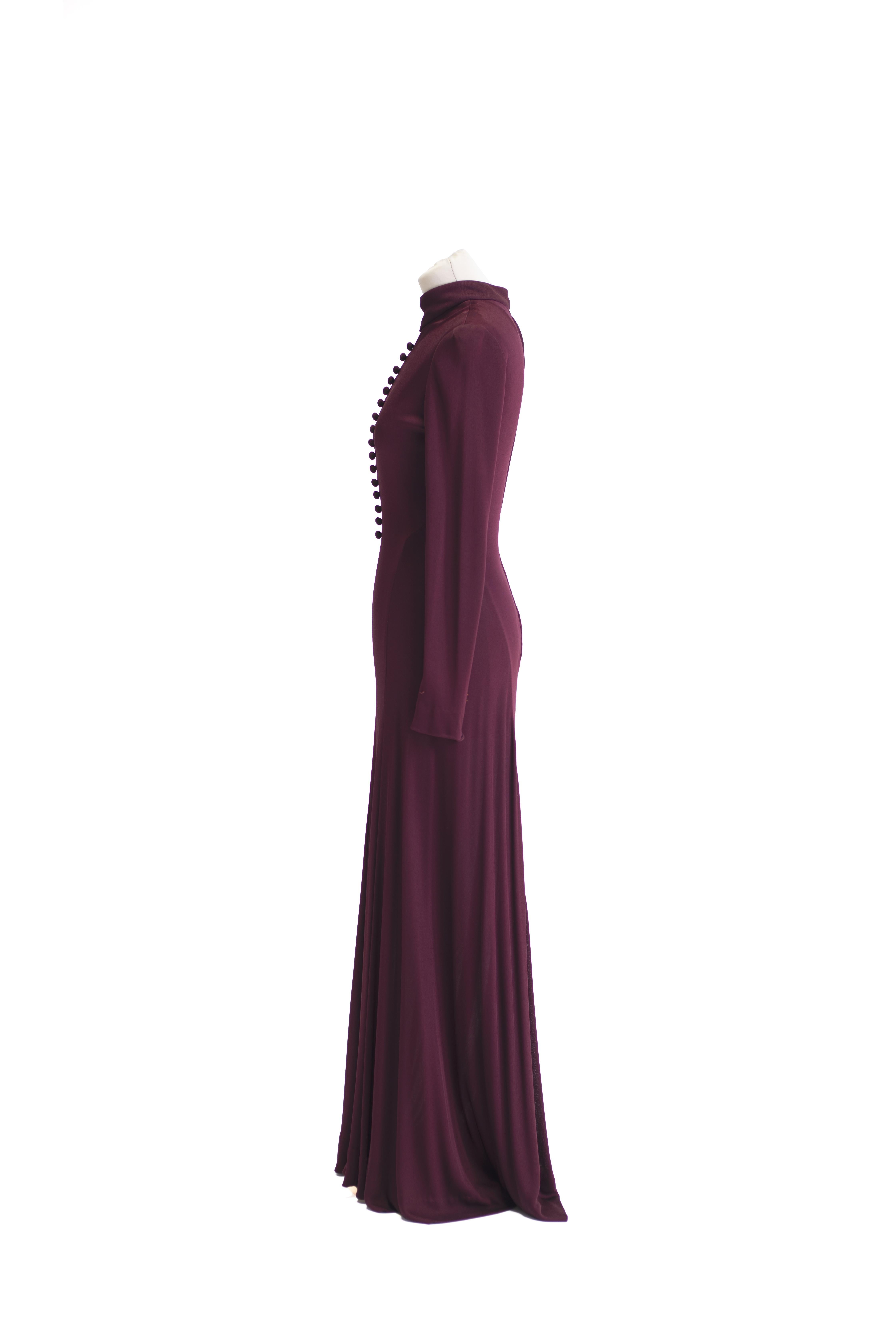 1970s Dominic Rompollo Long plum dress In Fair Condition For Sale In Milano, IT