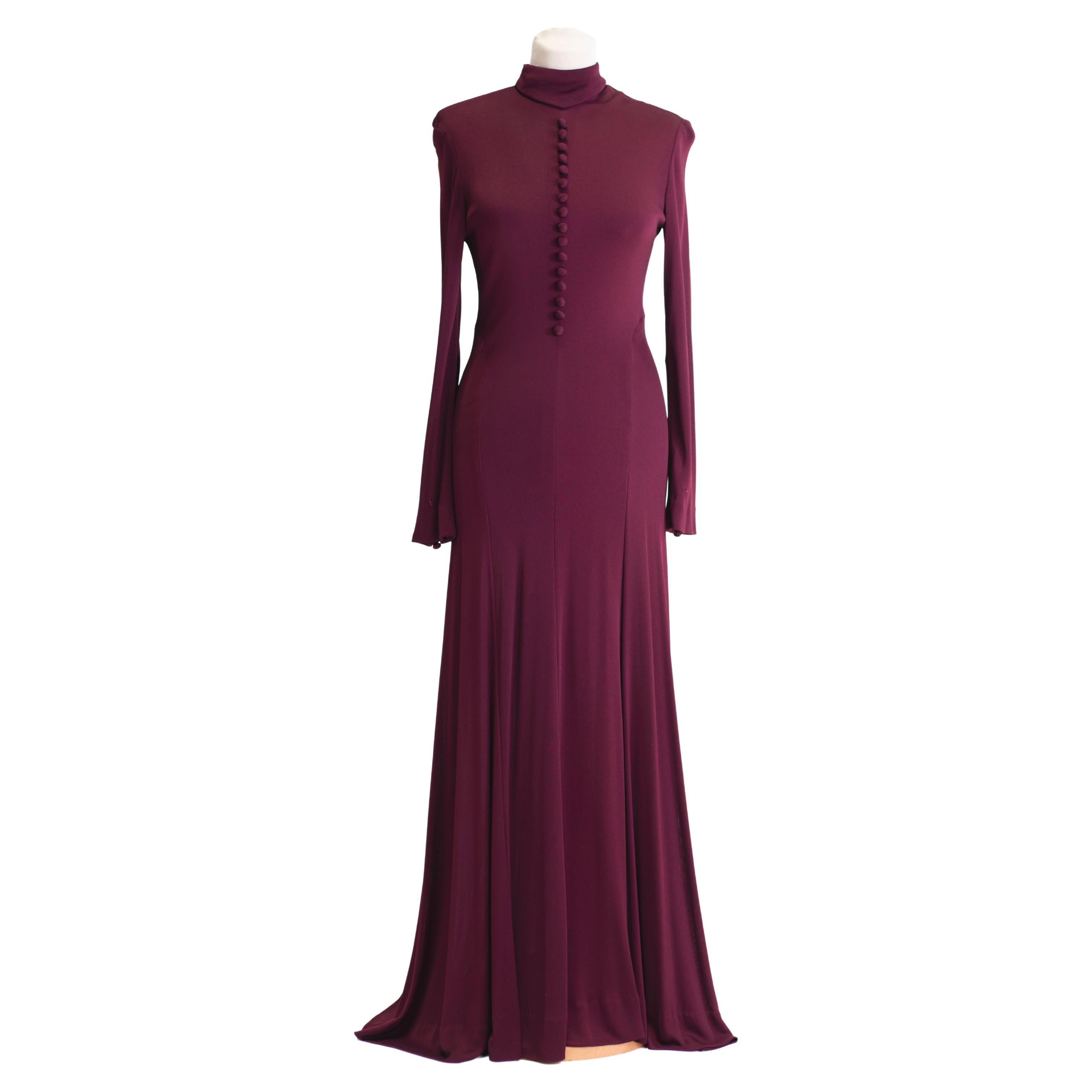 1970s Dominic Rompollo Long plum dress For Sale