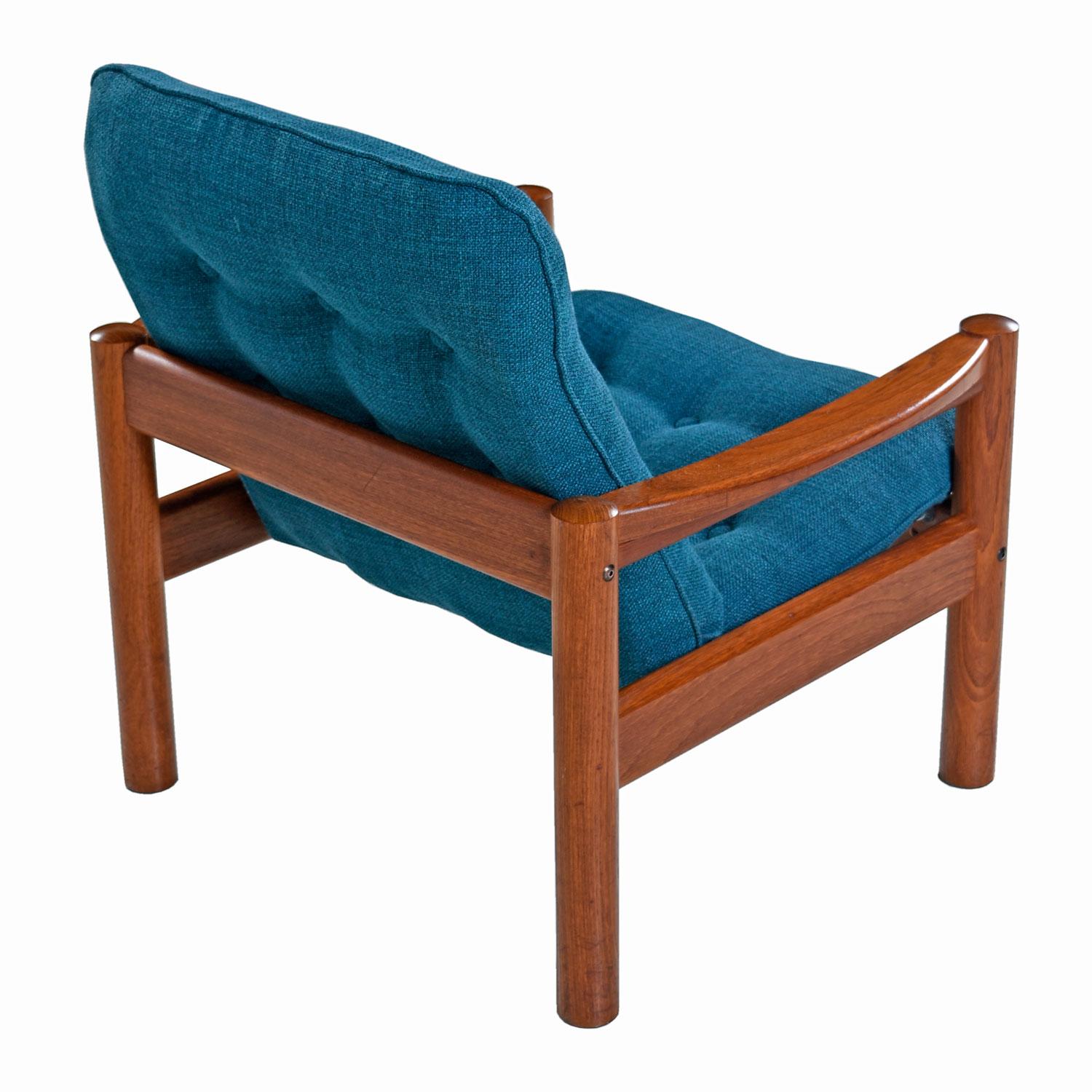 Mid-Century Modern 1970s Domino Mobler Solid Teak Danish Modern Lounge Chair with New Upholstery