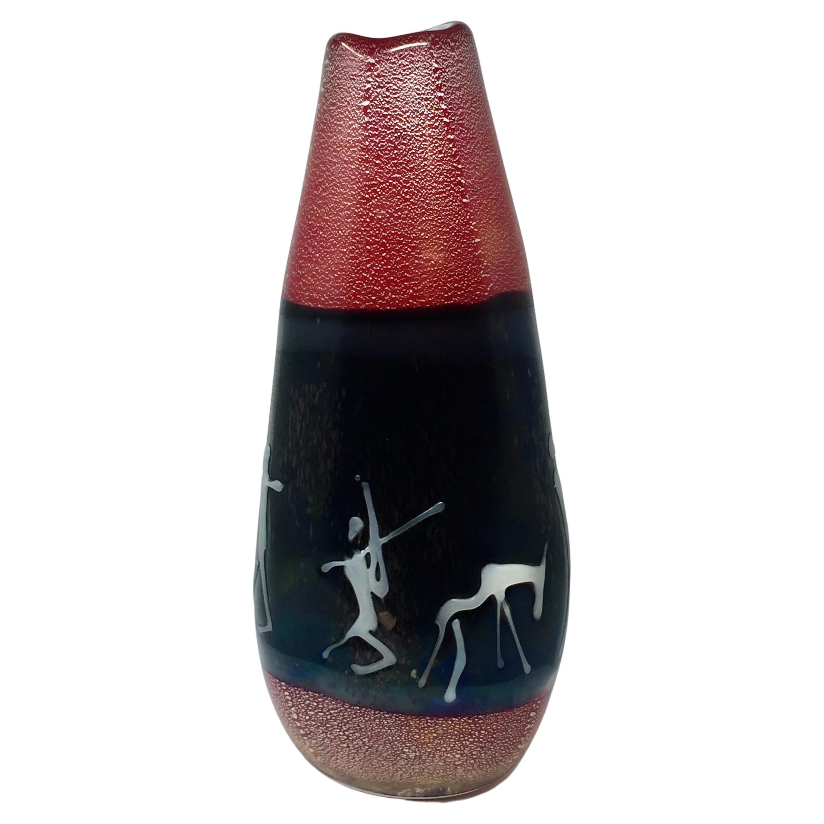 1970s 'Don Quixote' Glass Vase by Cenedese, Murano
