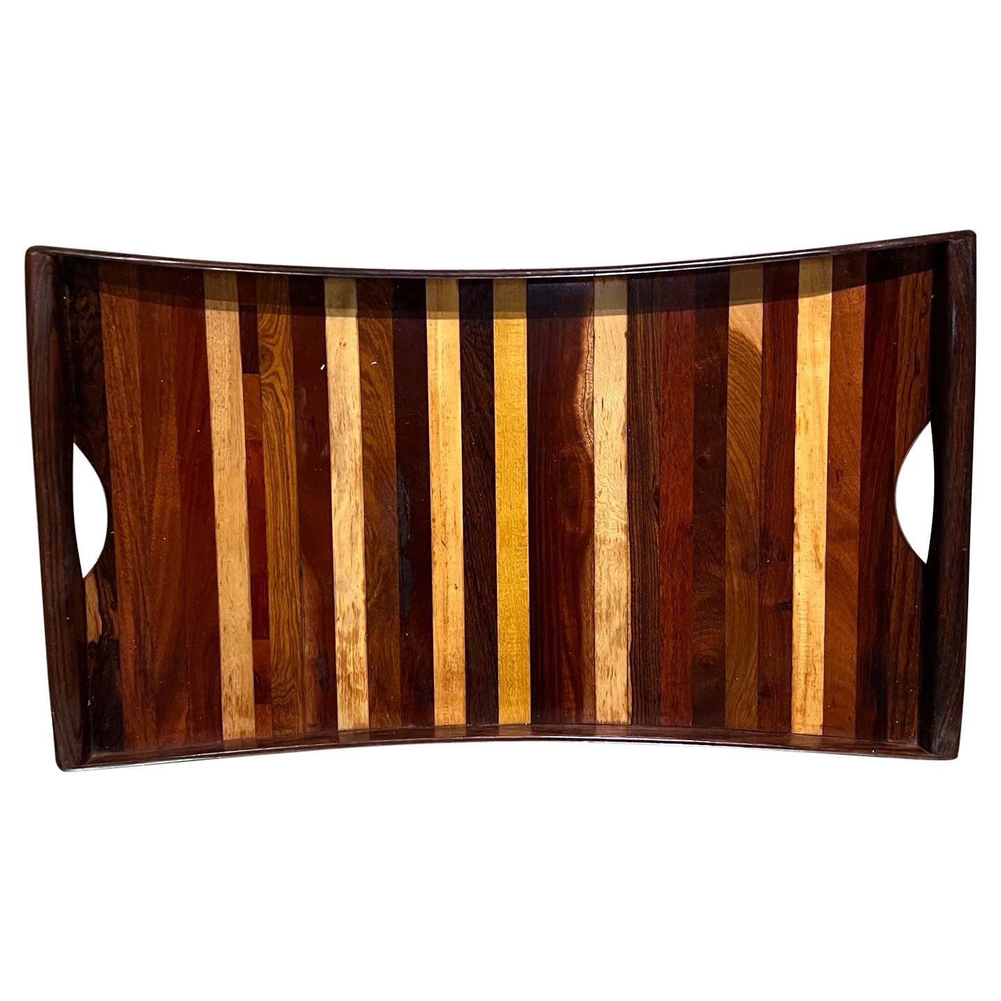 1970s Don Shoemaker for Señal Service Tray Exotic Wood