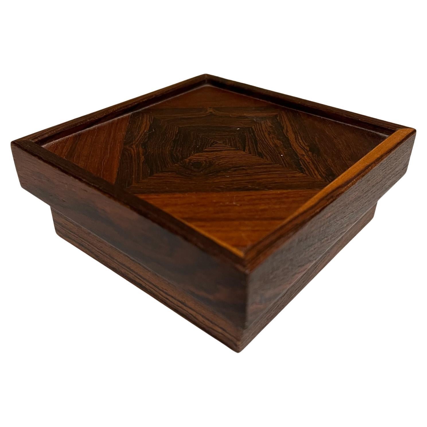 1970s Don Shoemaker Modernist Small Box in Cocobolo Exotic Wood Señal Mexico