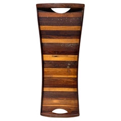 Vassoio da servizio Don Shoemaker degli anni '70, in legno esotico, "Señal Mexico", stile Mid-Century Modern