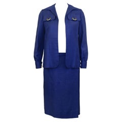 Conjunto de lino azul marino Donald Brooks, años 70