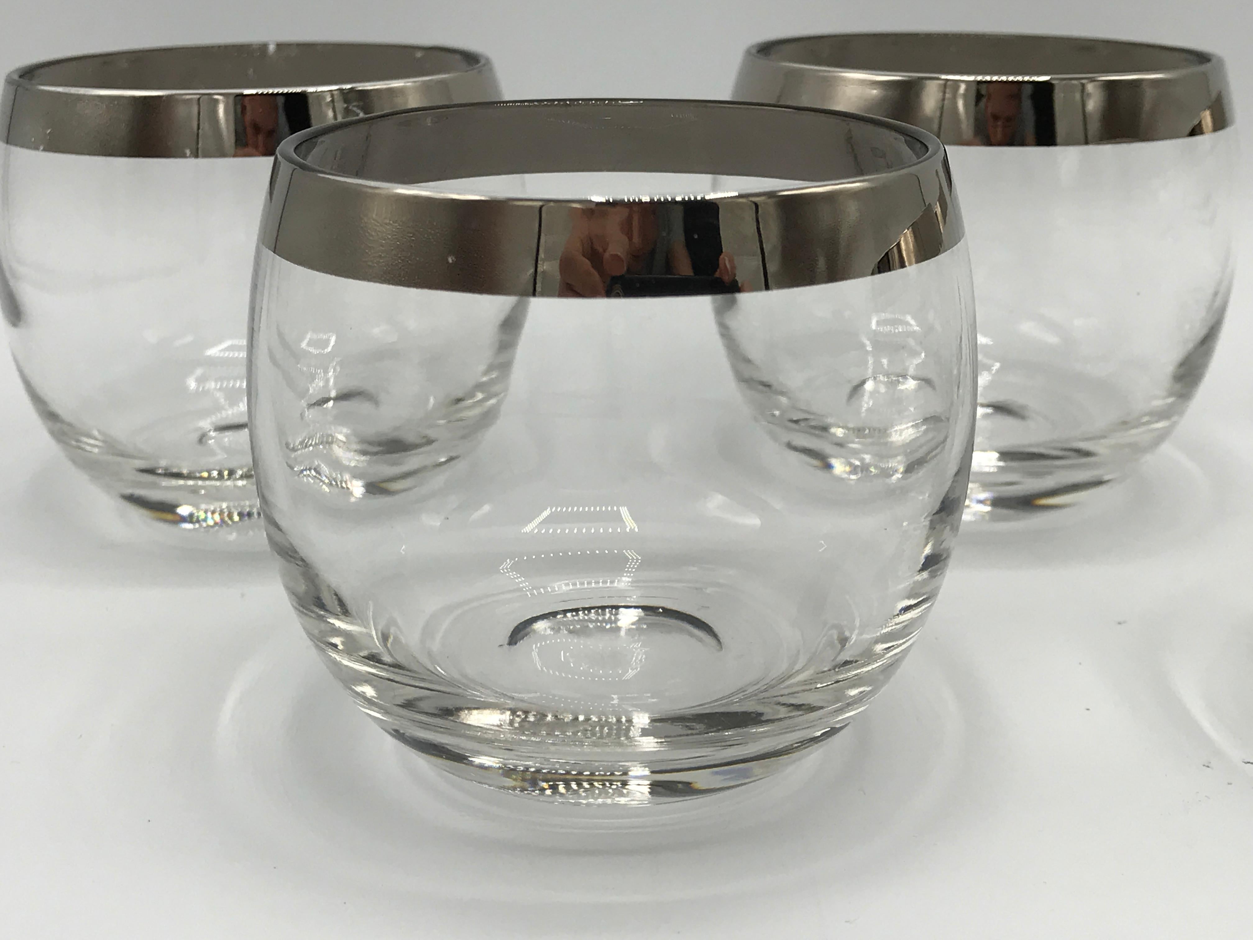 1970s Dorothy Thorpe Silver-Rimmed Cocktail Glasses, Set of Six In Good Condition In Richmond, VA