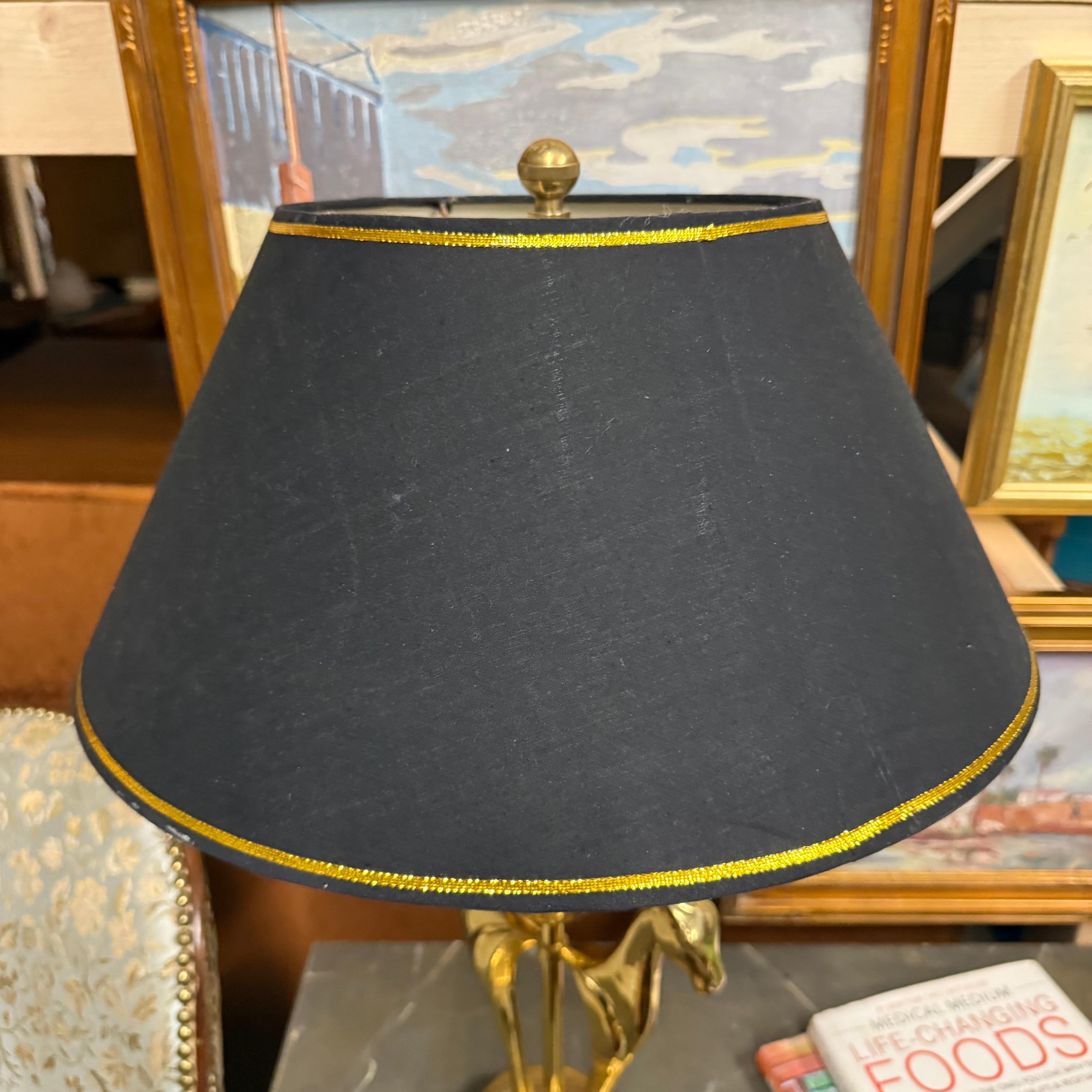 Late 20th Century 1970’s Double Headed Horse Equestrian Brass Table Lamp