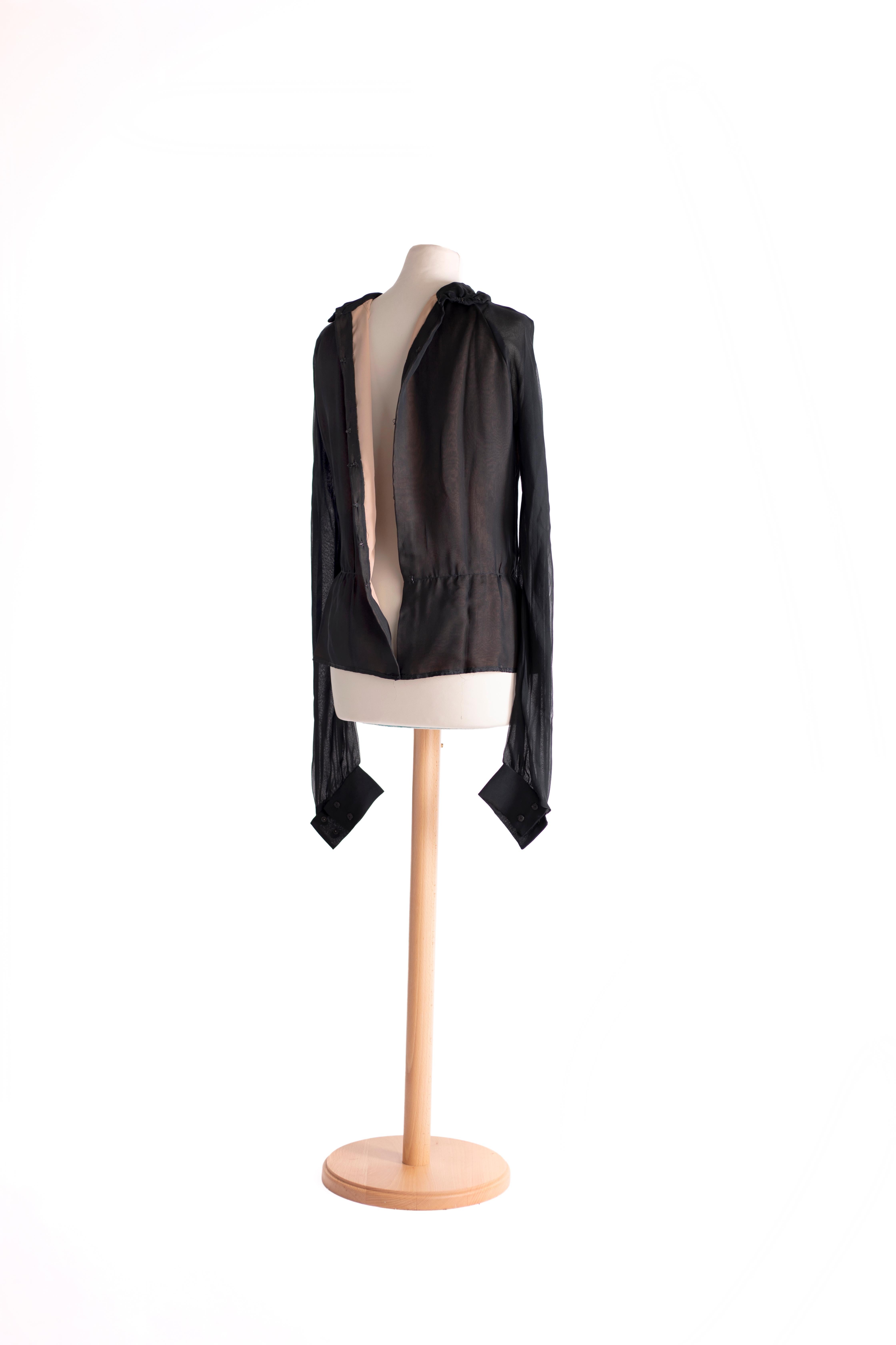 Women's 1970s double silk chiffon blouse For Sale
