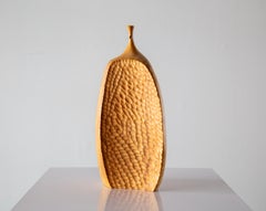 1970s Doug Ayers Chip Carved Vase Studio Craft Camphor Wood weed pot