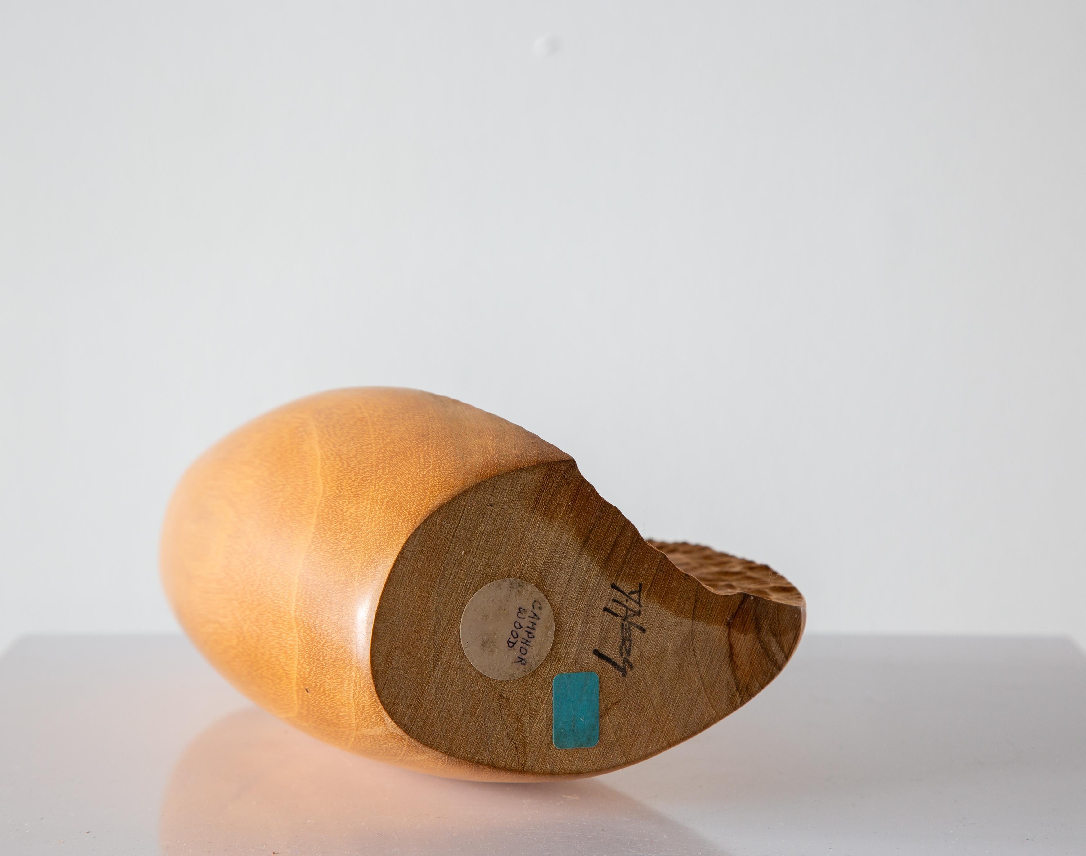 1970s Doug Ayers Chip Carved Vase Studio Craft Camphor Wood weed pot For Sale 1