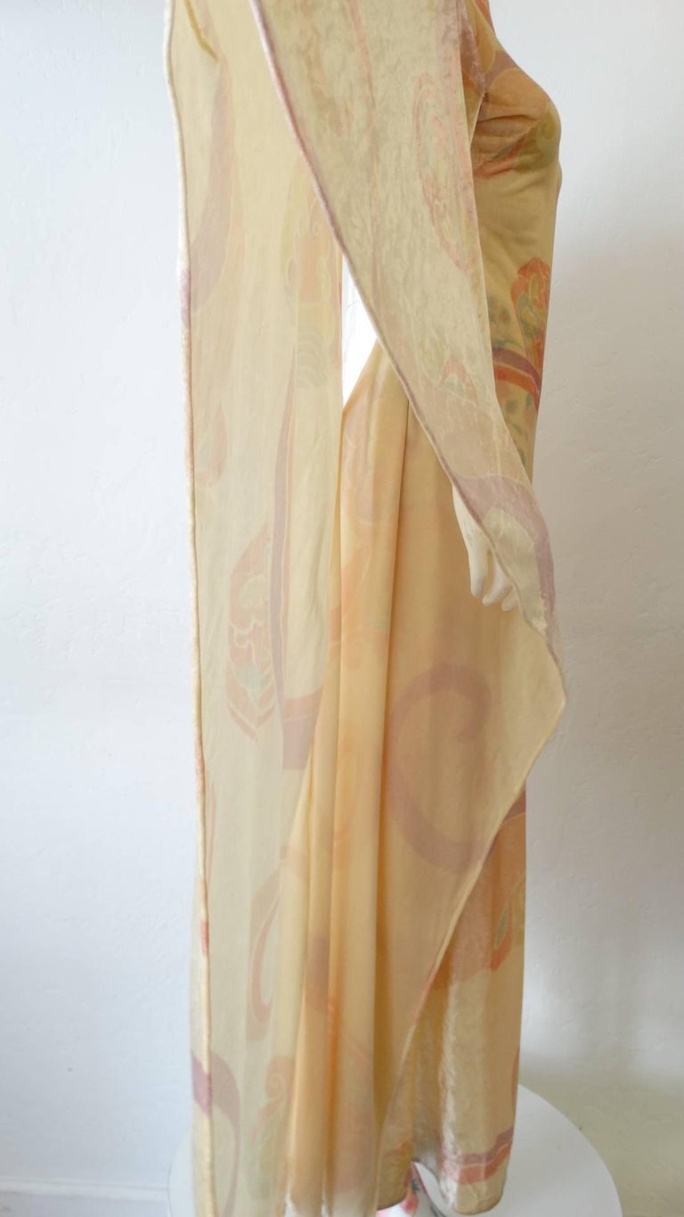 1970s Dramatic Angel Wing Sleeve Velvet Dress at 1stDibs
