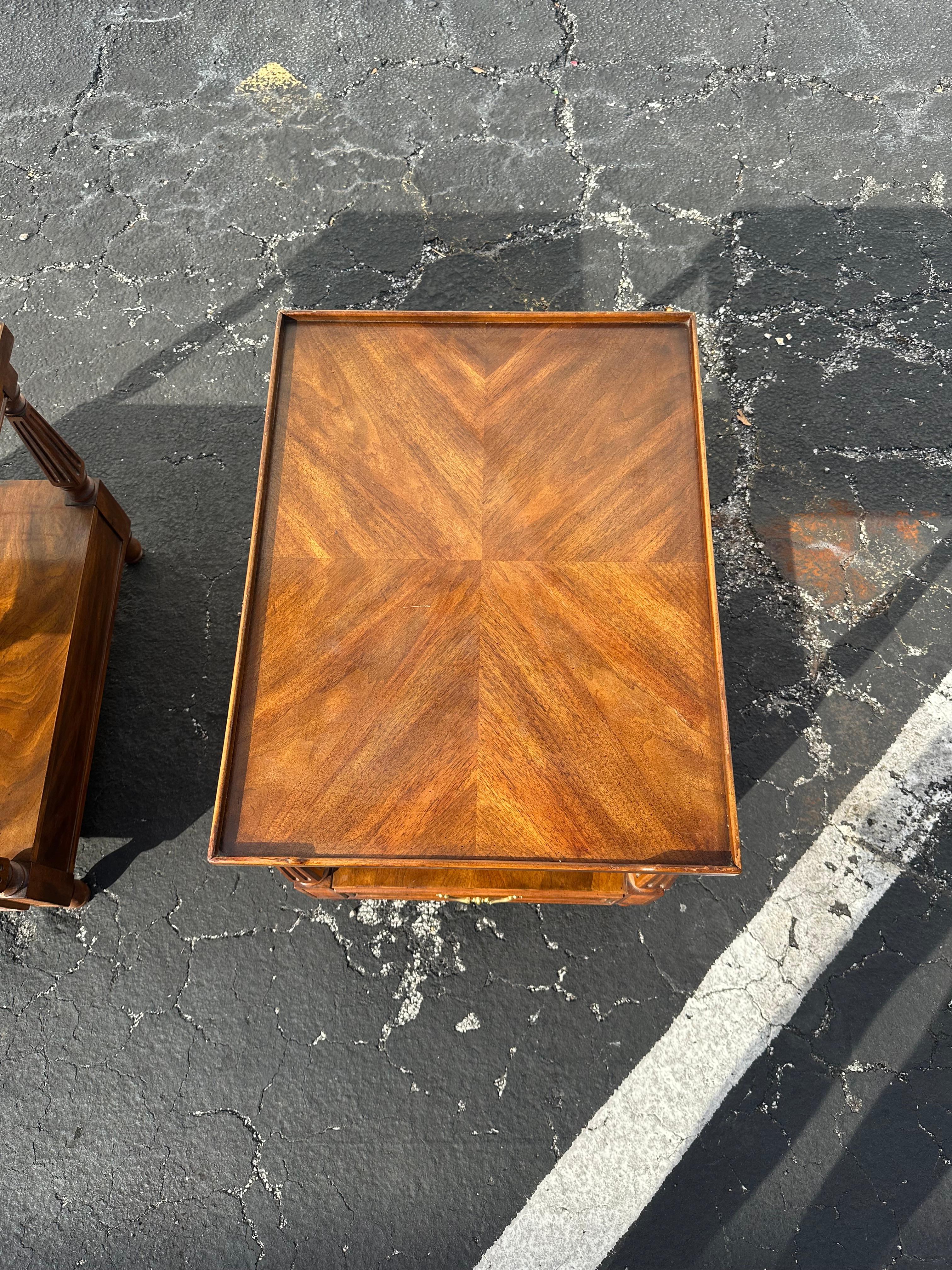1970s Drexel Double Tier One Drawer Nightstands or End Tables For Sale 3