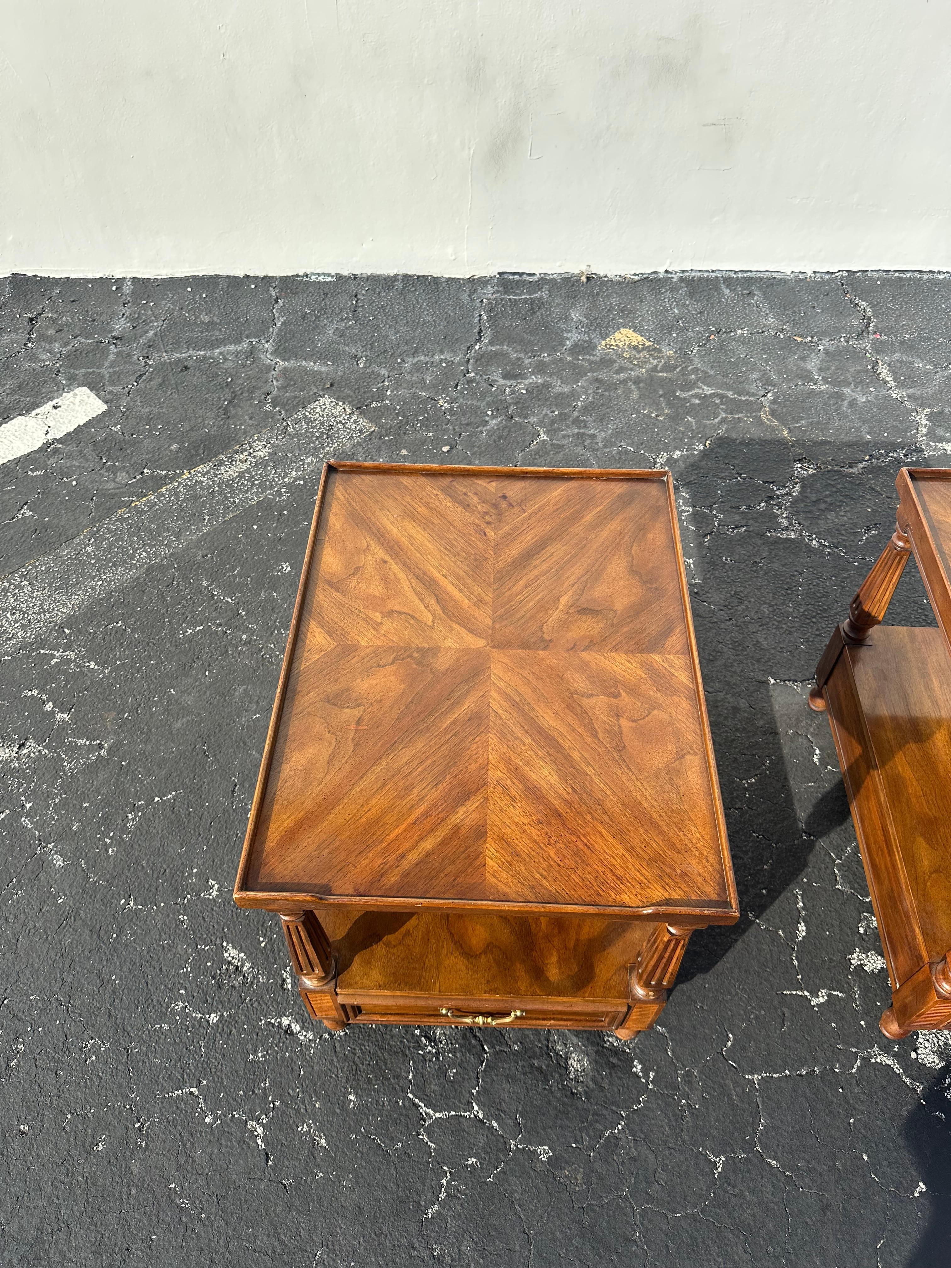 1970s Drexel Double Tier One Drawer Nightstands or End Tables For Sale 4