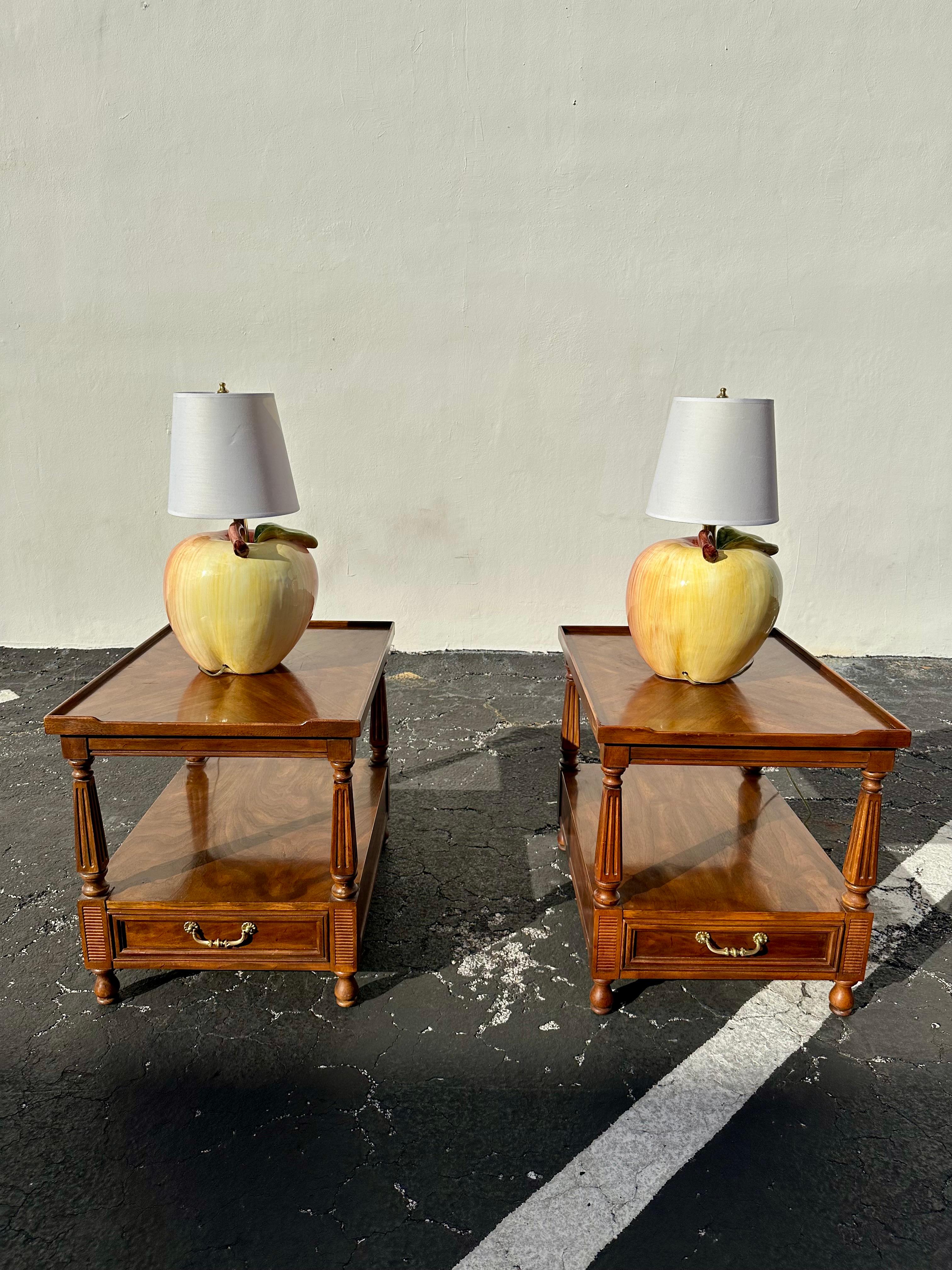 1970s Drexel Double Tier One Drawer Nightstands or End Tables For Sale 7