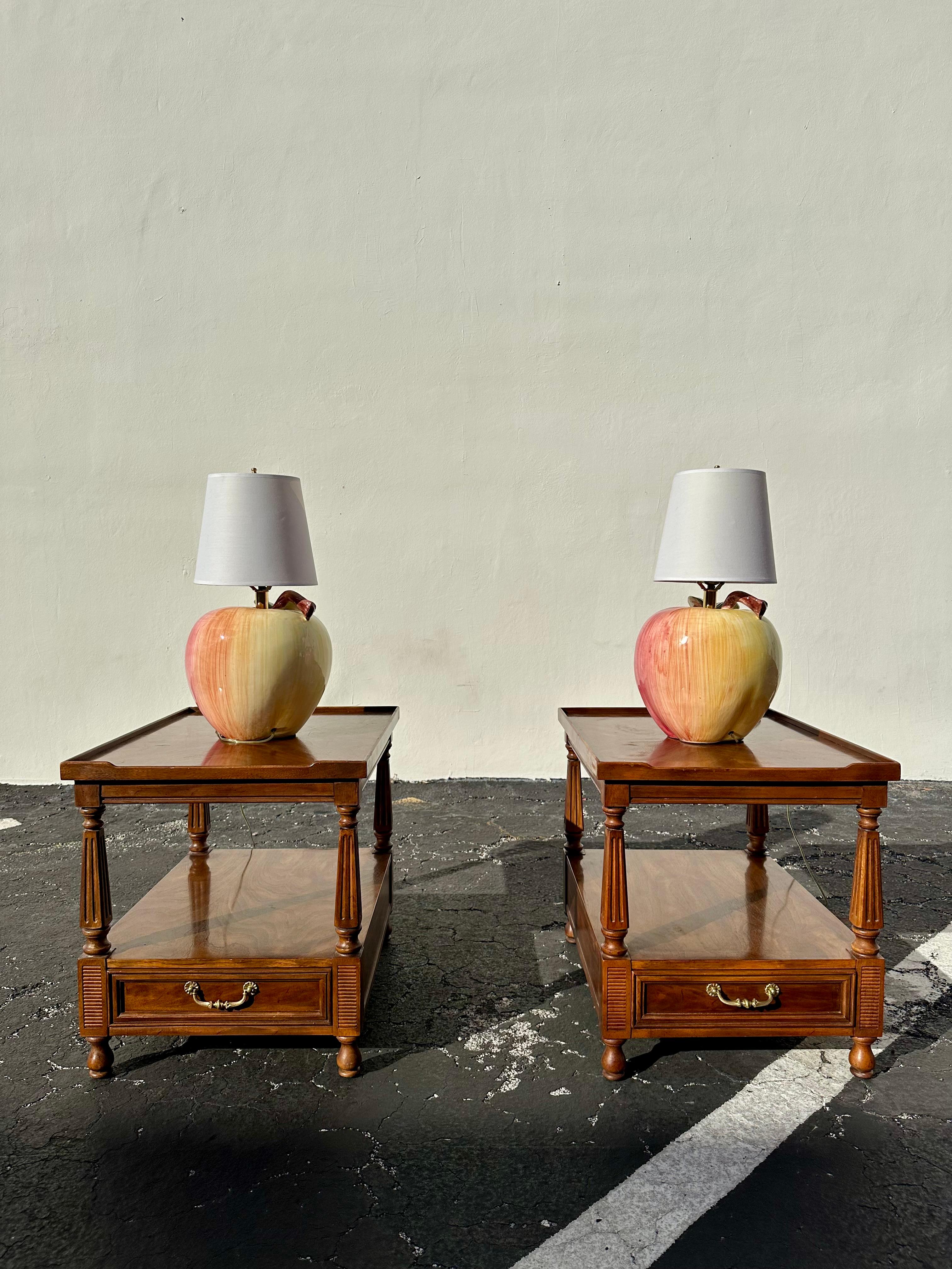 1970s Drexel Double Tier One Drawer Nightstands or End Tables For Sale 8