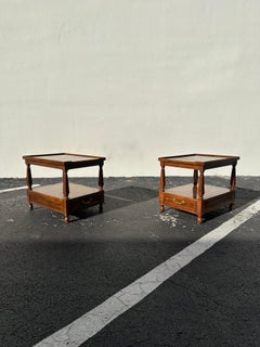 1970s Drexel Double Tier One Drawer Nightstands or End Tables