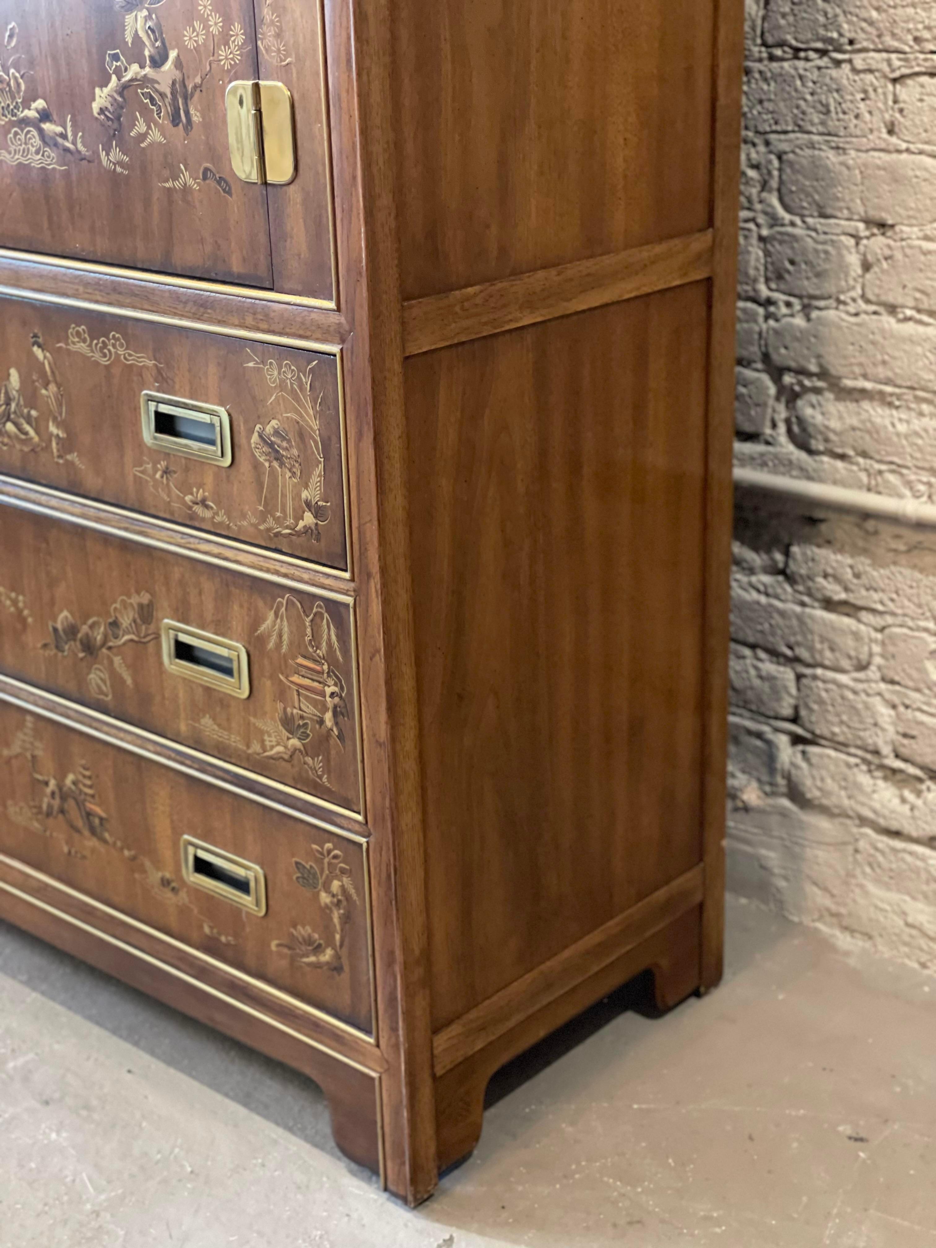 1970s Drexel Heritage Chinoiserie Armoire Dresser For Sale 1