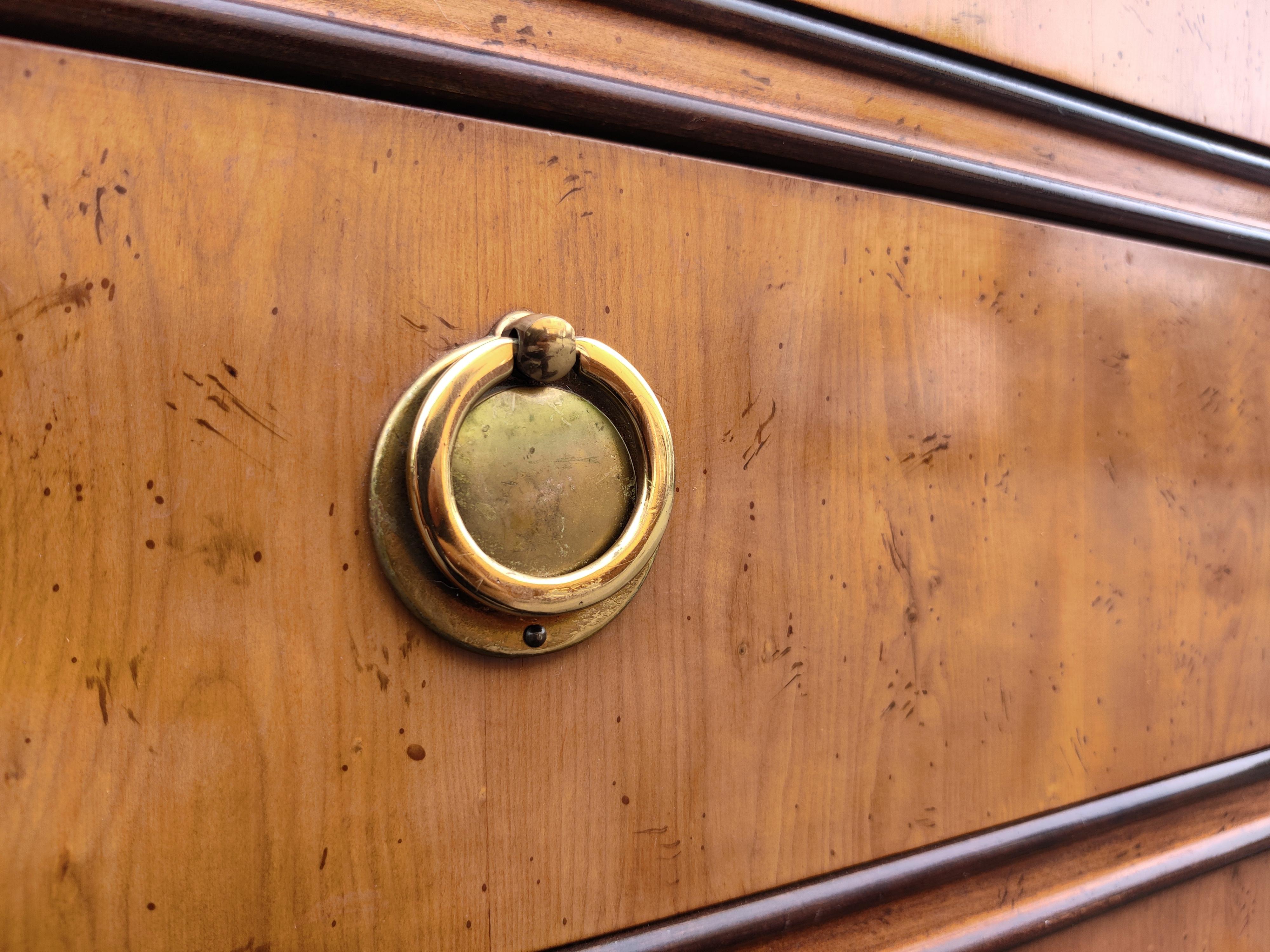 1970s Drexel Heritage Hollywood Regency Burlwood & Brass 9 Drawer Dresser Mirror 3