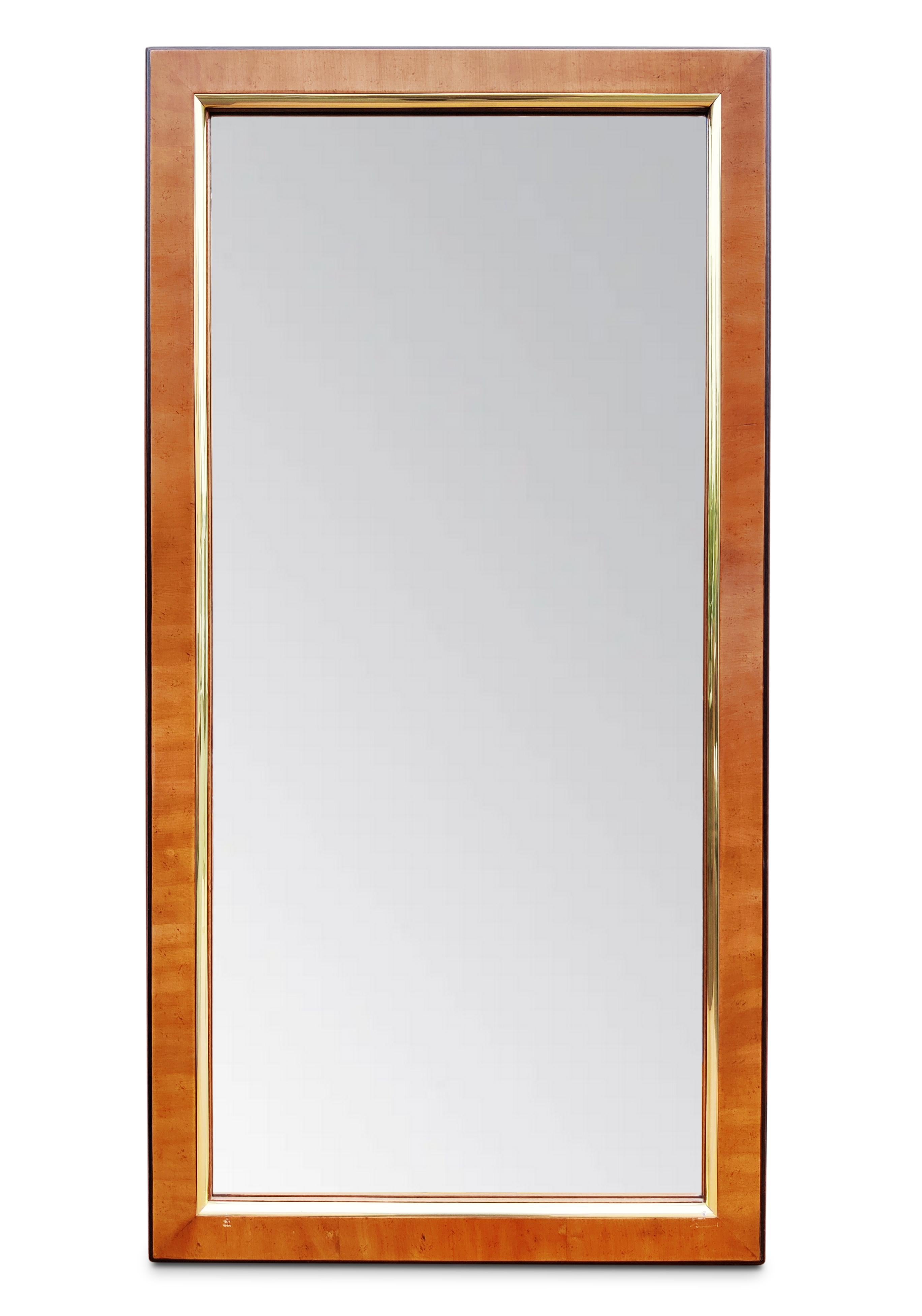 1970s Drexel Heritage Hollywood Regency Burlwood & Brass 9 Drawer Dresser Mirror In Good Condition For Sale In Philadelphia, PA