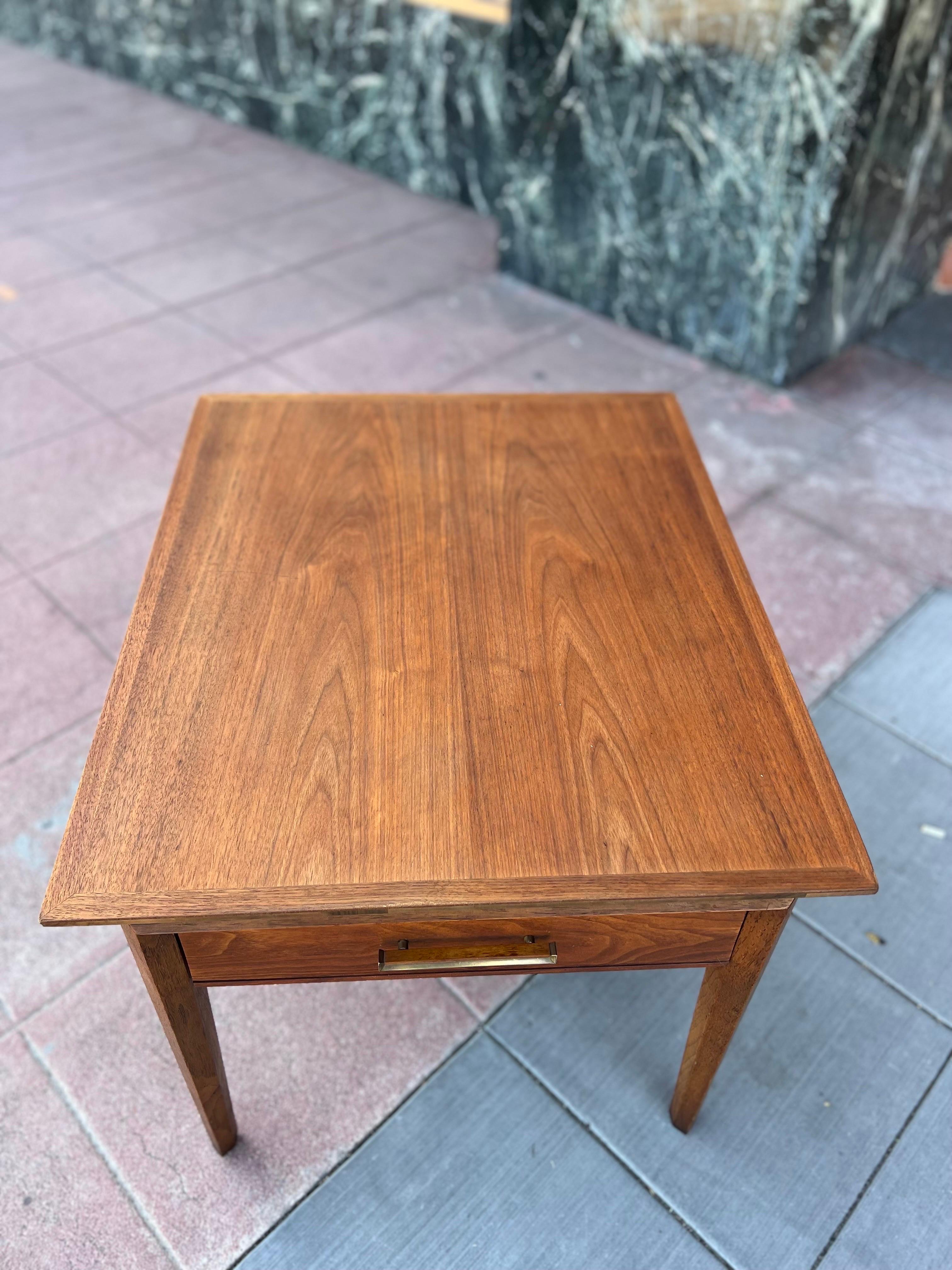 1970's Drexel Pinnacle Walnut Mid Century End Table with Drawer 3