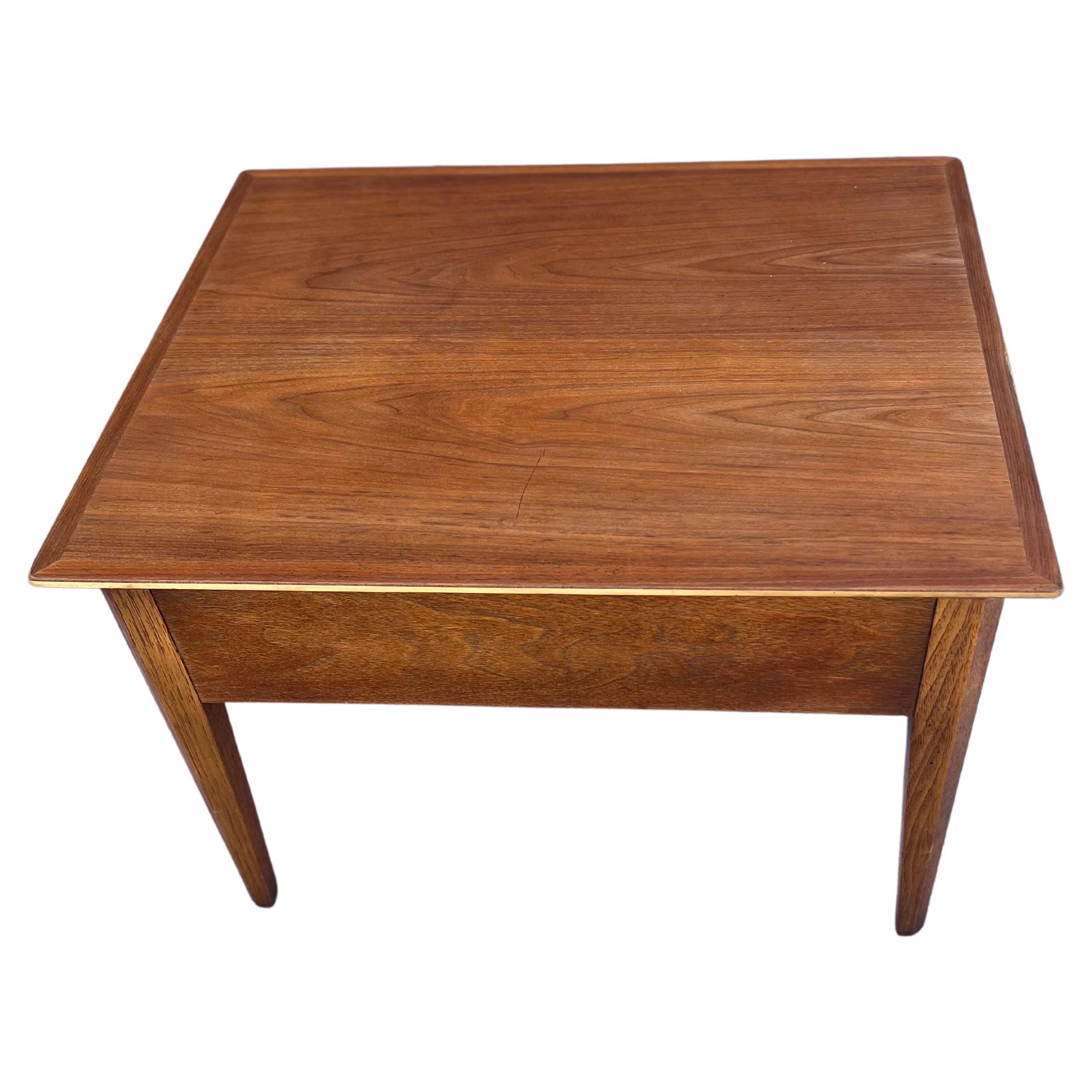 Mid-Century Modern 1970's Drexel Pinnacle Walnut Mid Century End Table with Drawer