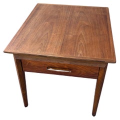 1970's Drexel Pinnacle Walnut Mid Century End Table with Drawer