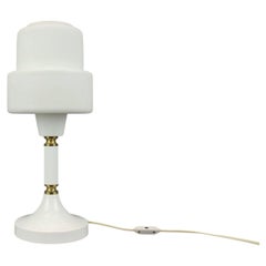 1970s Drukov Brno Opaline Glass and Brass Table Lamp, Czechoslovakia