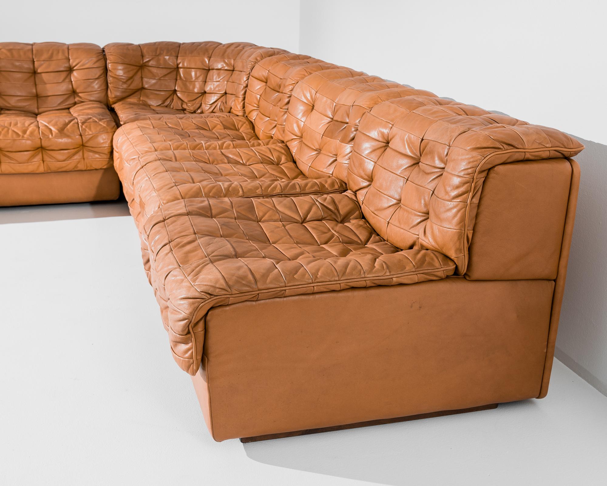 Swiss 1970s DS-11 Modular Leather Sofa by De Sede
