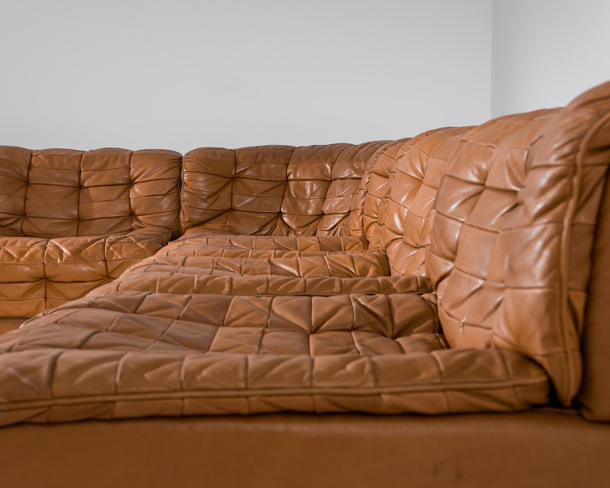 Late 20th Century 1970s DS-11 Modular Leather Sofa by De Sede