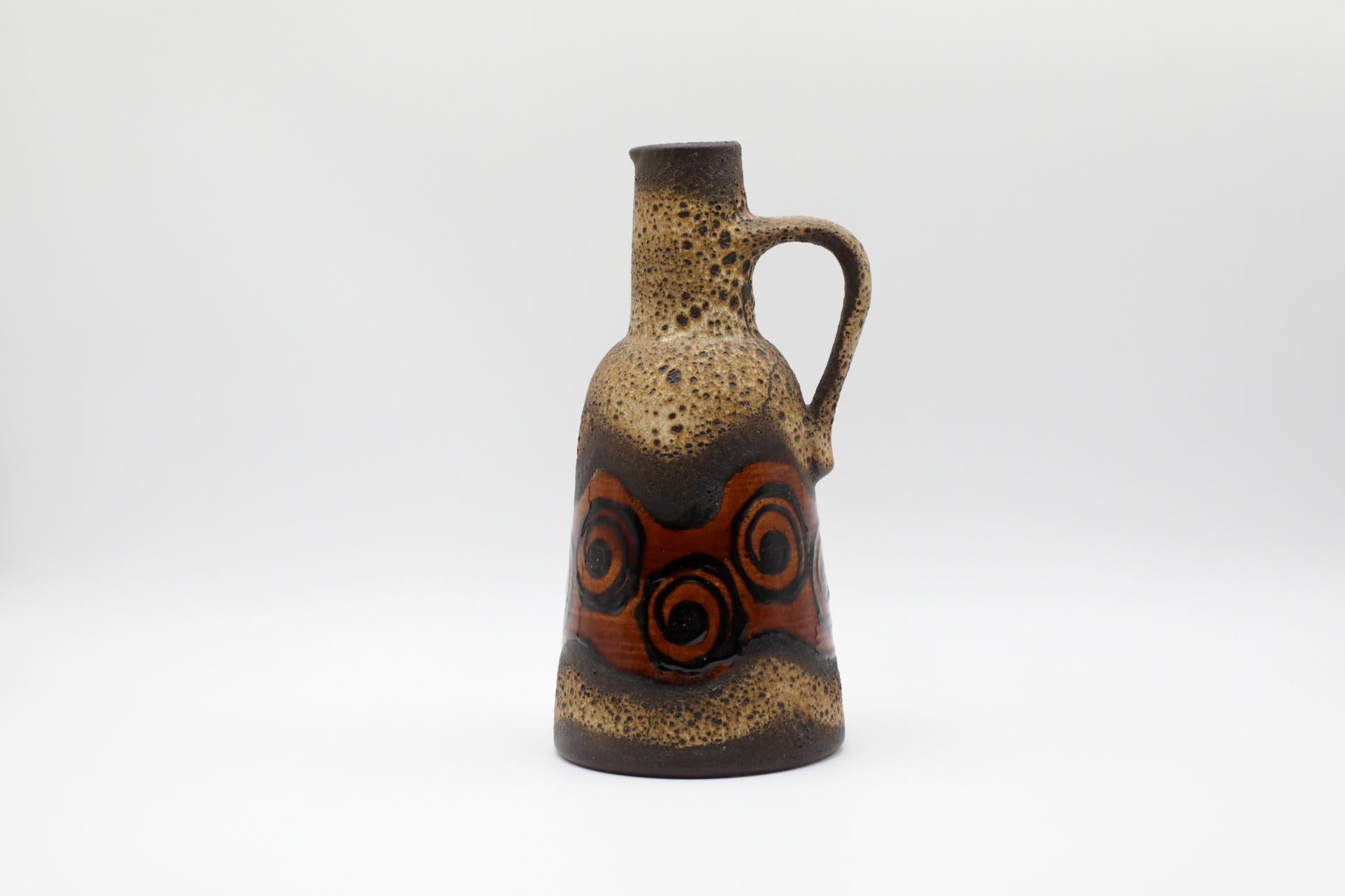 Glazed 1970s Dümler & Breiden Tapered Water Jug with Wavy Band and Swirls For Sale