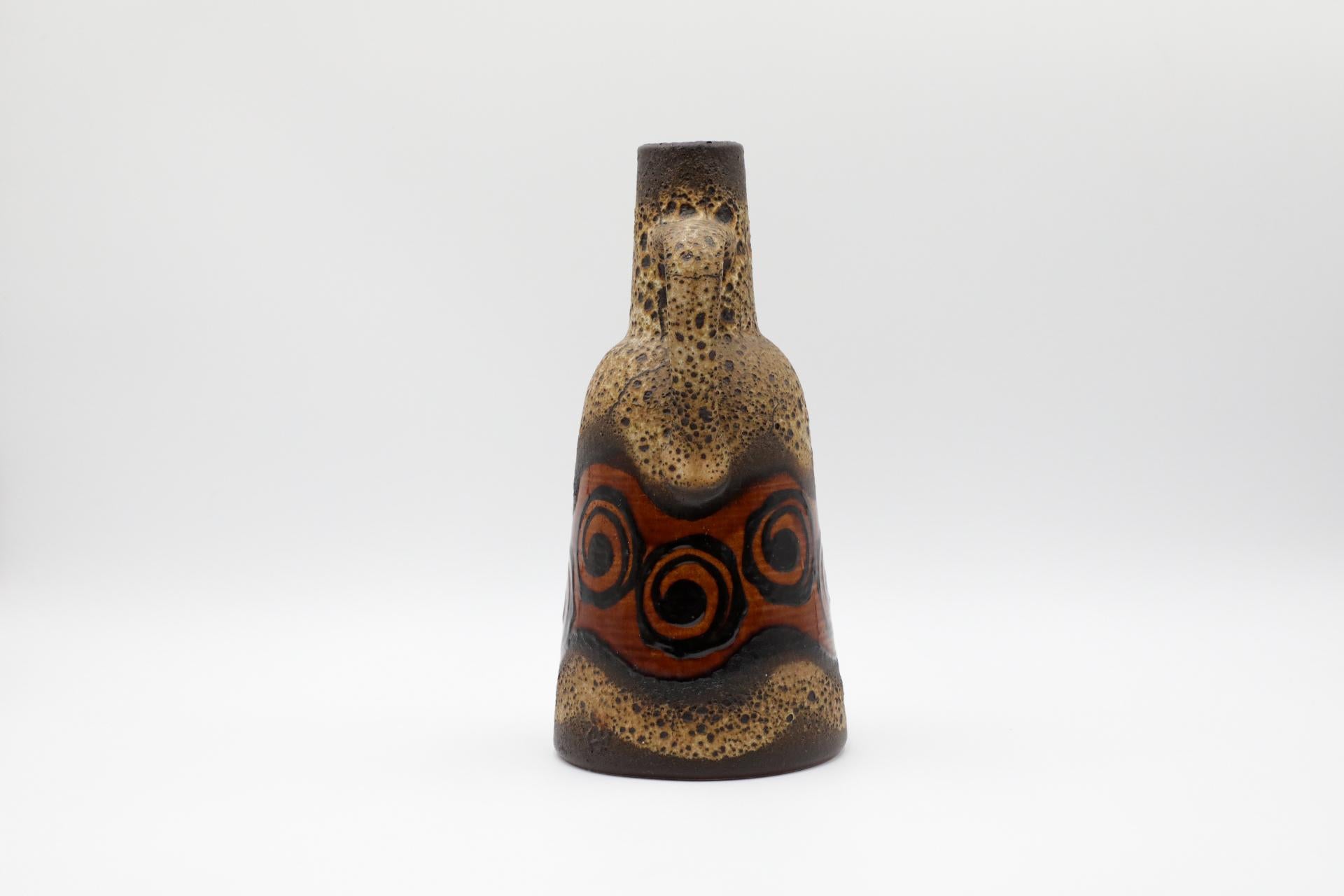 1970s Dümler & Breiden Tapered Water Jug with Wavy Band and Swirls In Good Condition For Sale In Los Angeles, CA