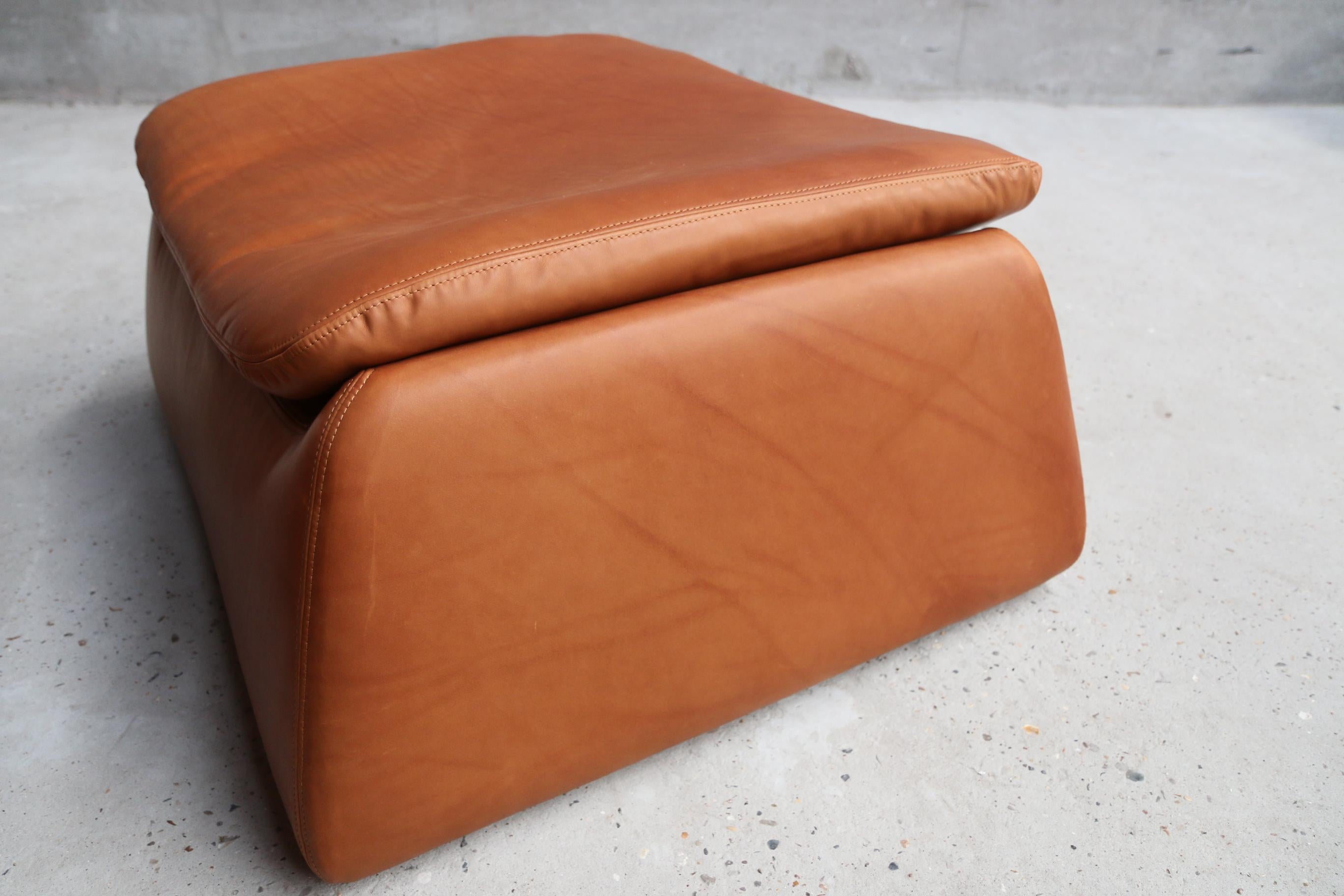 Leather 1970s Durlet Pasha Armchair and Footstool Designed by Heinz Waldmann & A.Schmidt For Sale