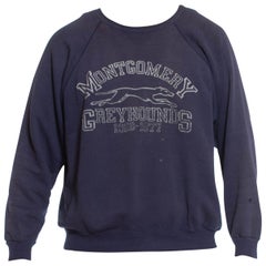 1970S Dusty Blue Poly/Cotton Men's College Sweatshirt Sweater
