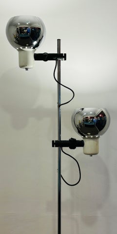 1970s Dutch Herda Chrome Mushroom Eyeball Shade Space Age Adjustable Floor Lamp
