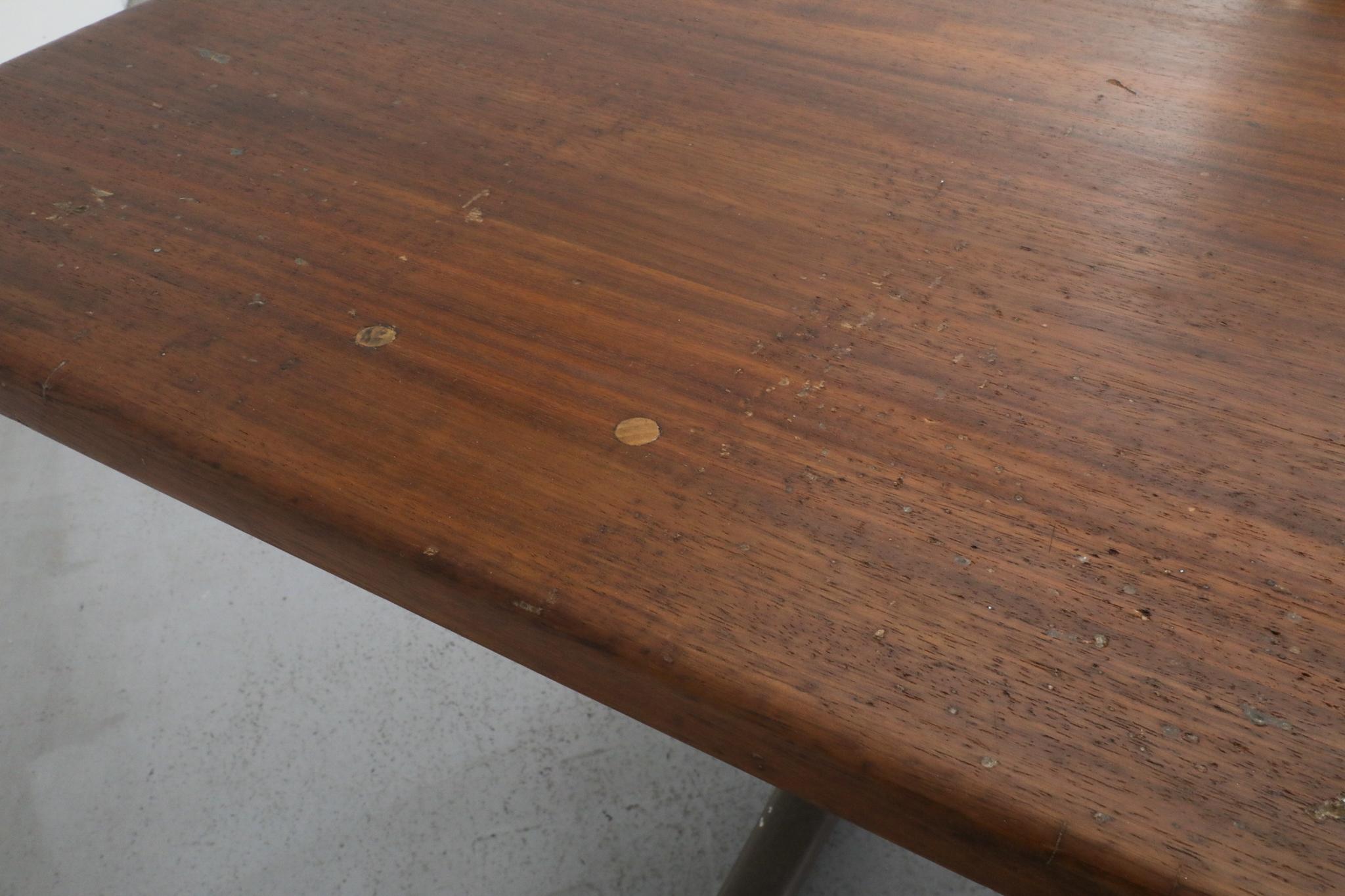 Table industrielle hollandaise des années 1970 avec pieds émaillés bruns par Gispen en vente 4