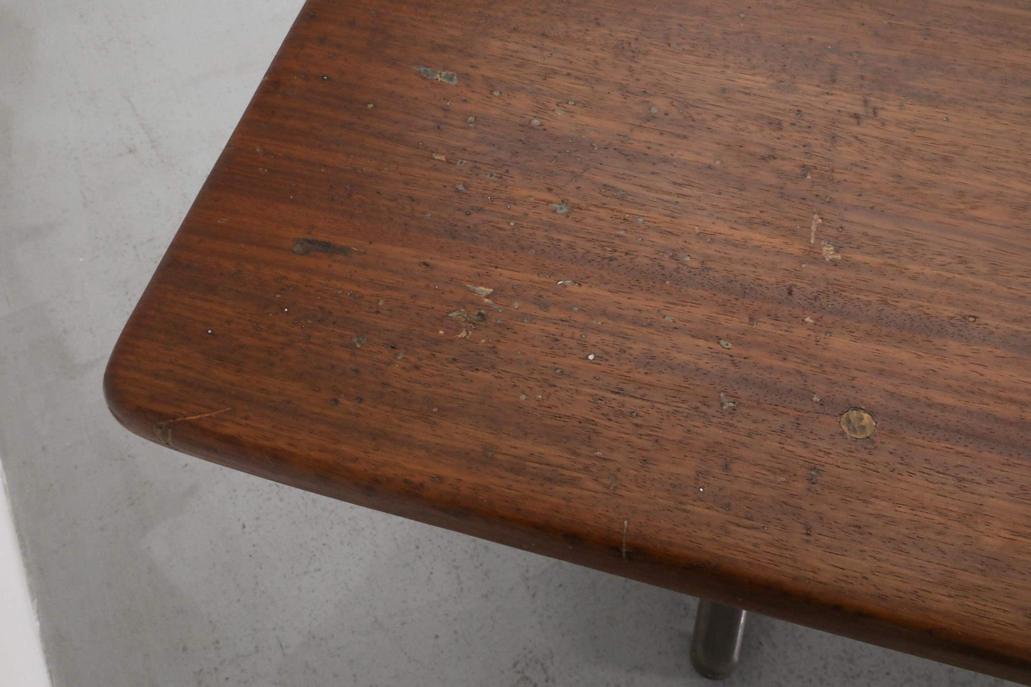 Table industrielle hollandaise des années 1970 avec pieds émaillés bruns par Gispen en vente 5