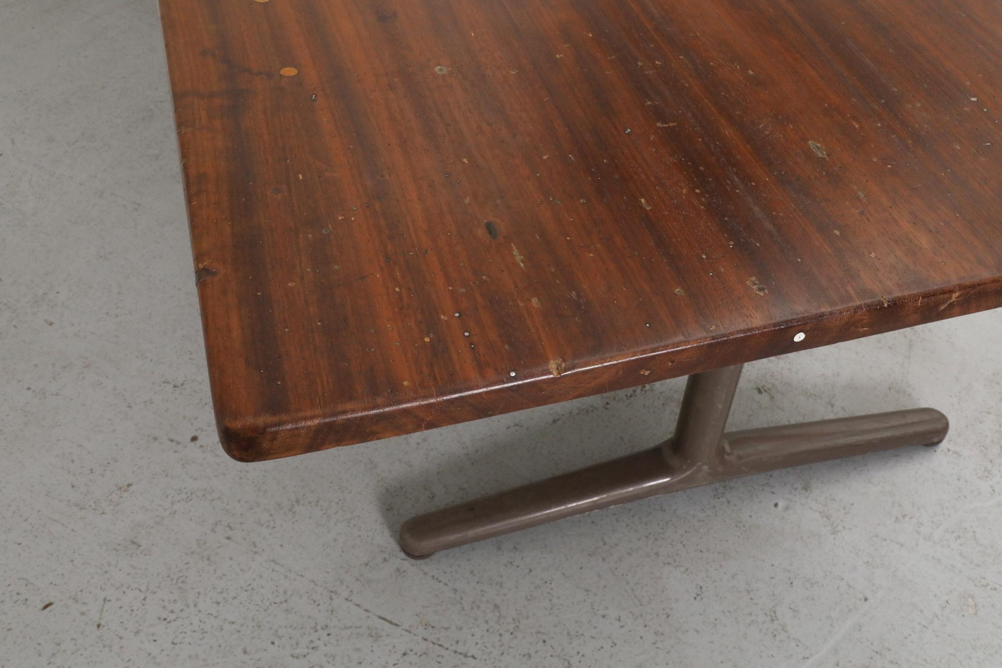 Table industrielle hollandaise des années 1970 avec pieds émaillés bruns par Gispen en vente 9